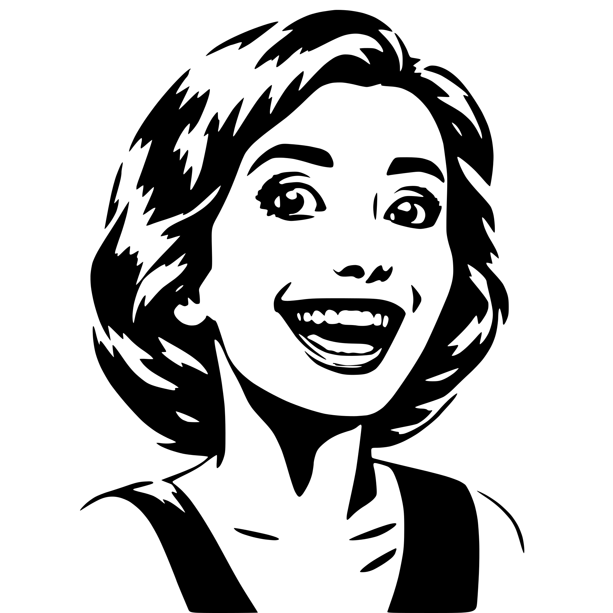 AI-generated SVG of 'Young beautiful woman happily surprised'