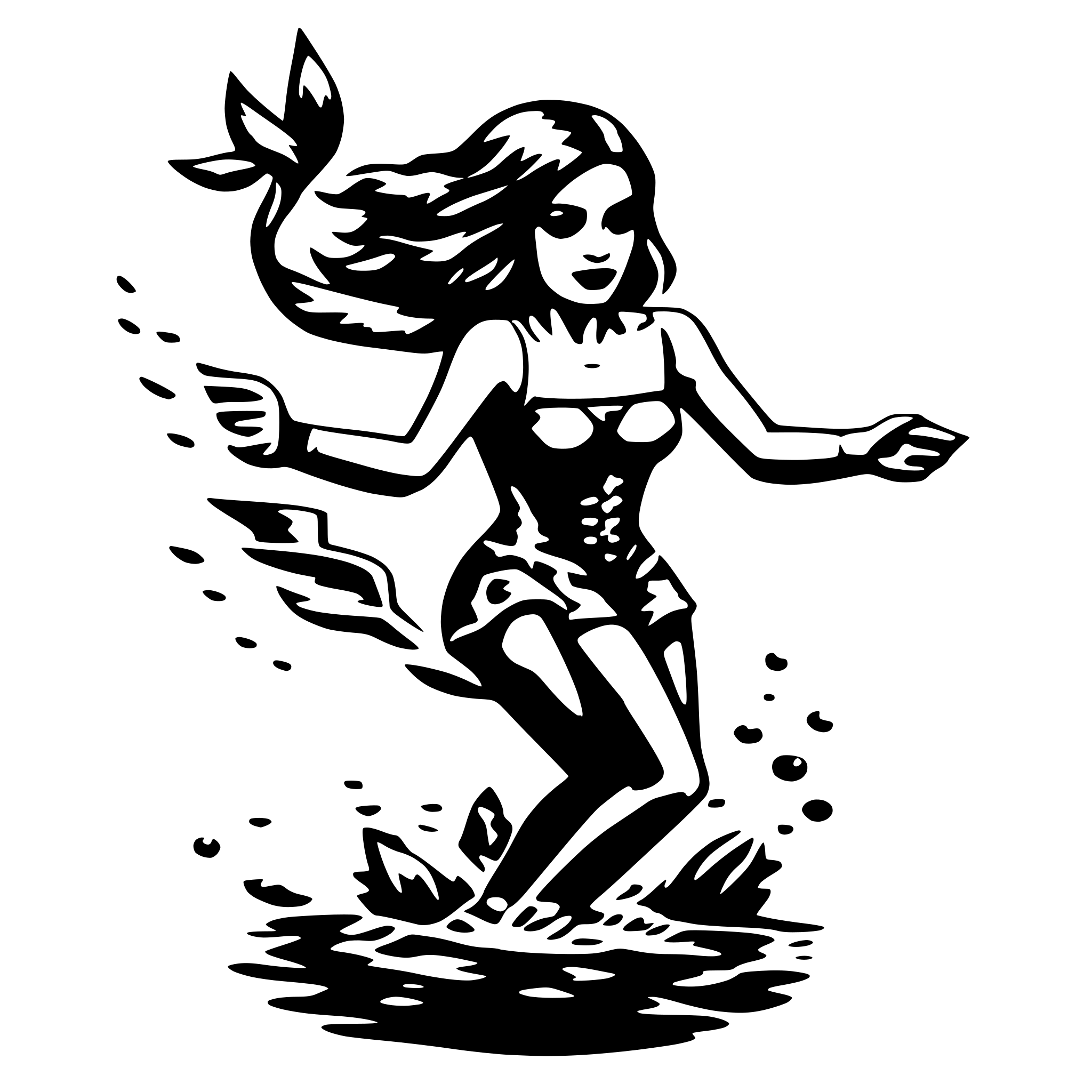 AI-generated SVG of 'Old school tattoo diving  girl'