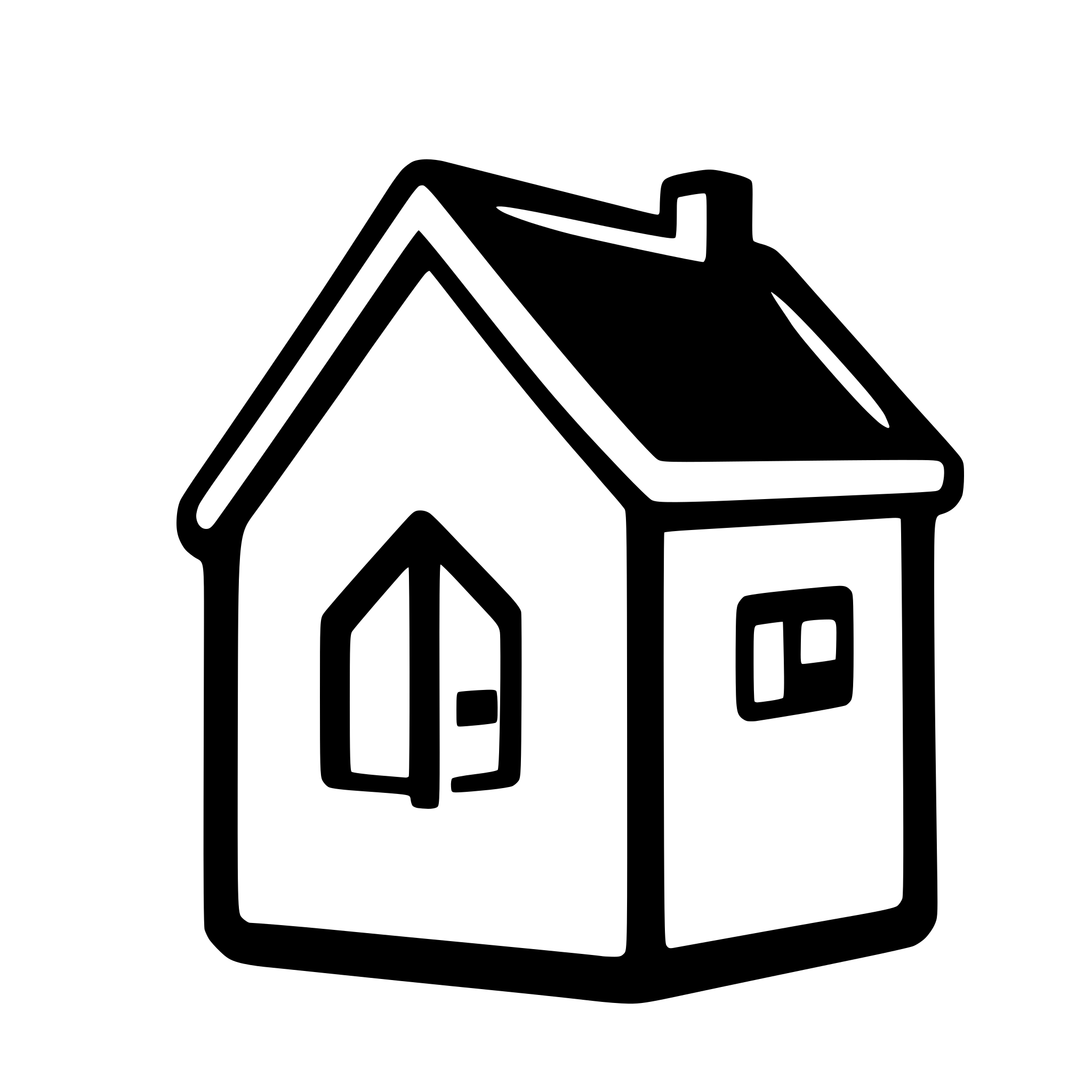 AI-generated SVG of a Draw a minimalist black icon on a white canvas: • A basic house outline with a peaked roof. • A small front‑facing car centred inside the house opening. • A bold dollar‑sign immediately to the right of the house, same height as the car. Keep all shapes solid black, no outlines or gradients.