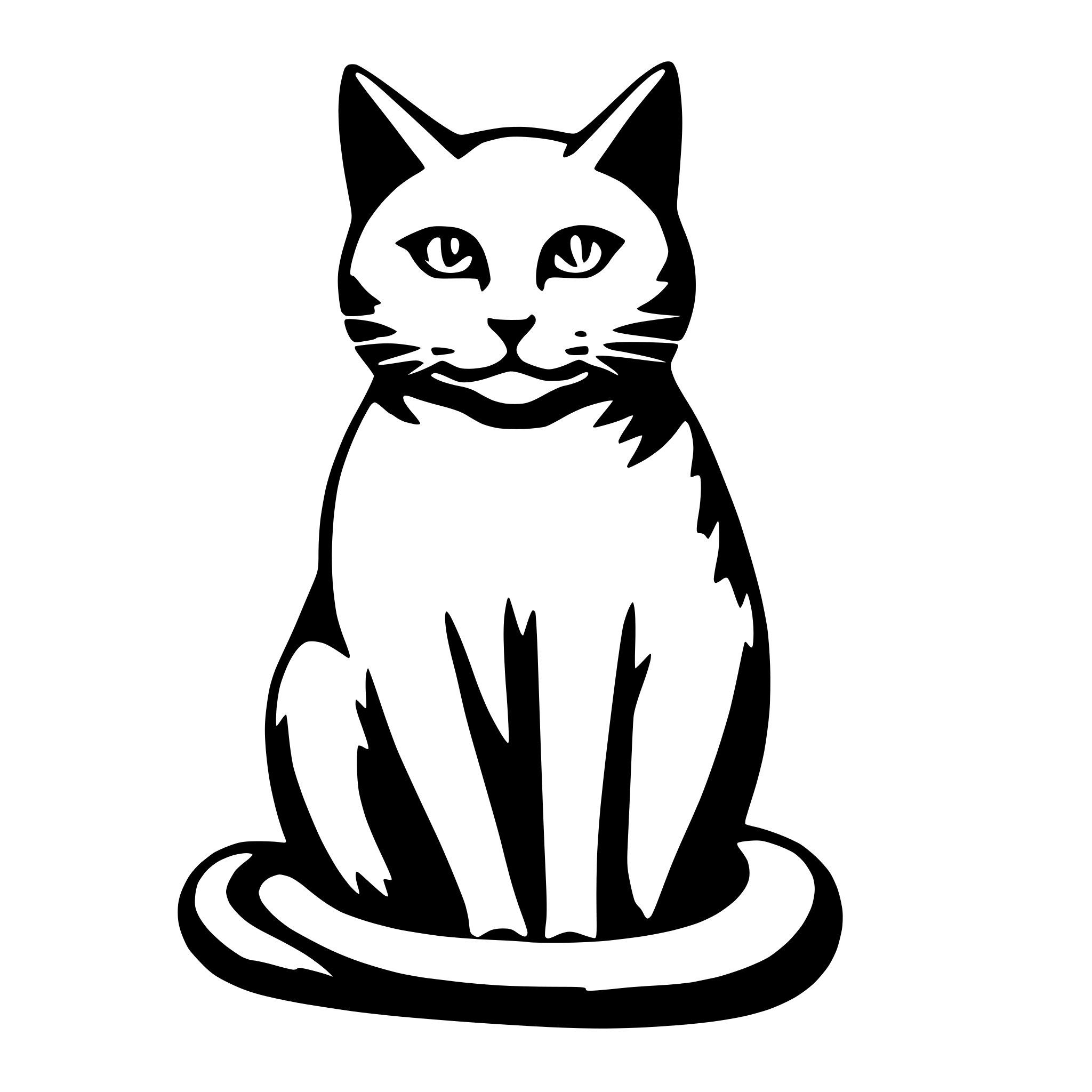 AI-generated SVG of a simple sitting cat outline front