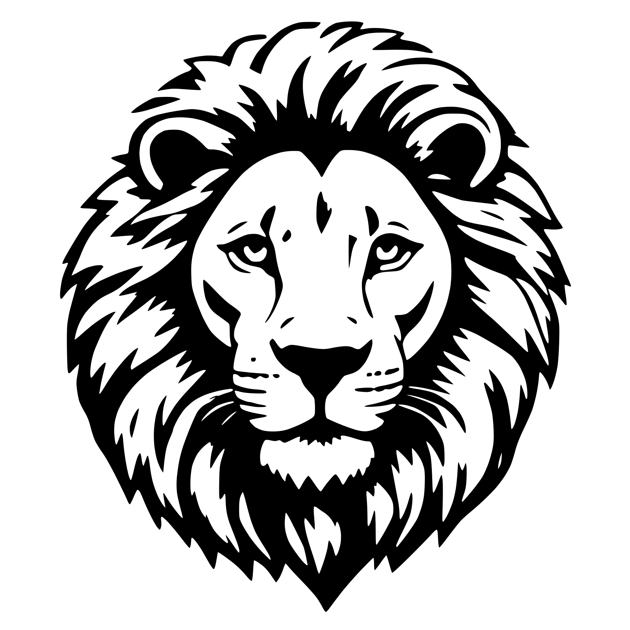 AI-generated SVG of 'Lion with dandelion mane'