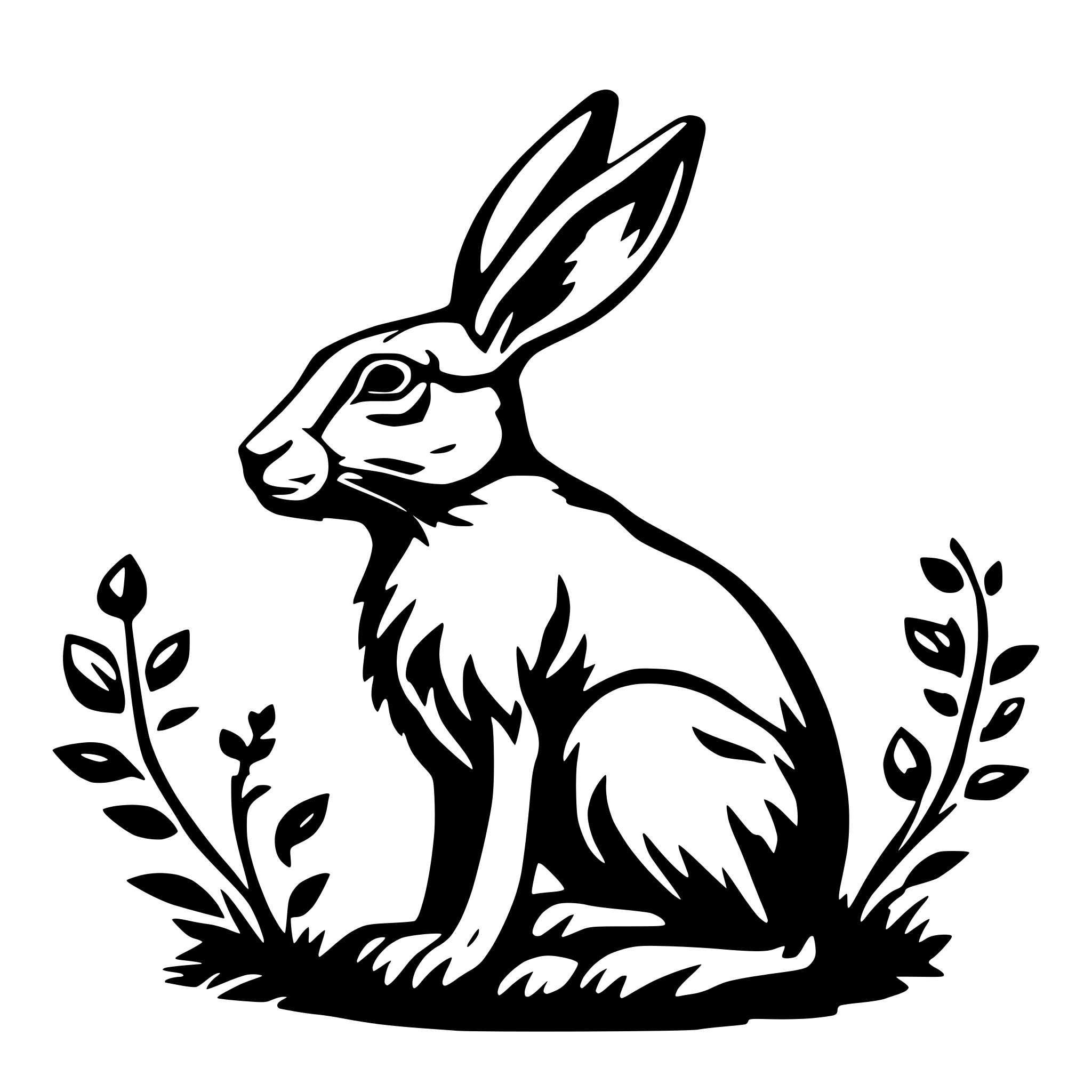 AI-generated SVG of 'springing heraldic hare'