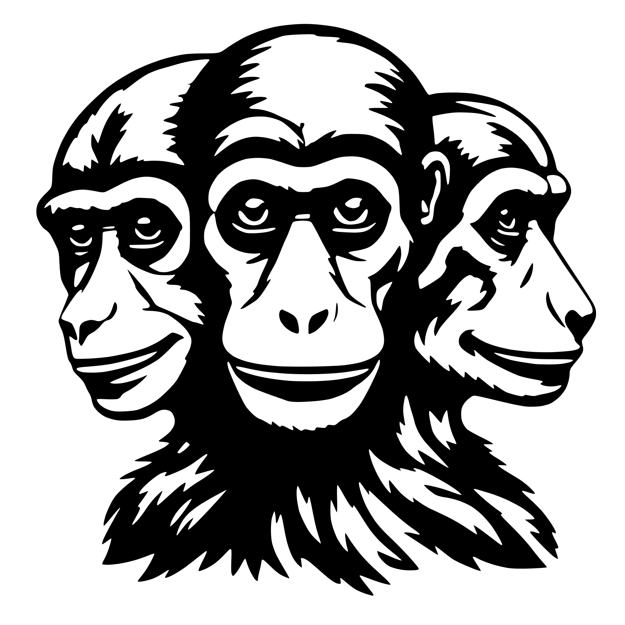 AI-generated SVG of a One monkey with three heads