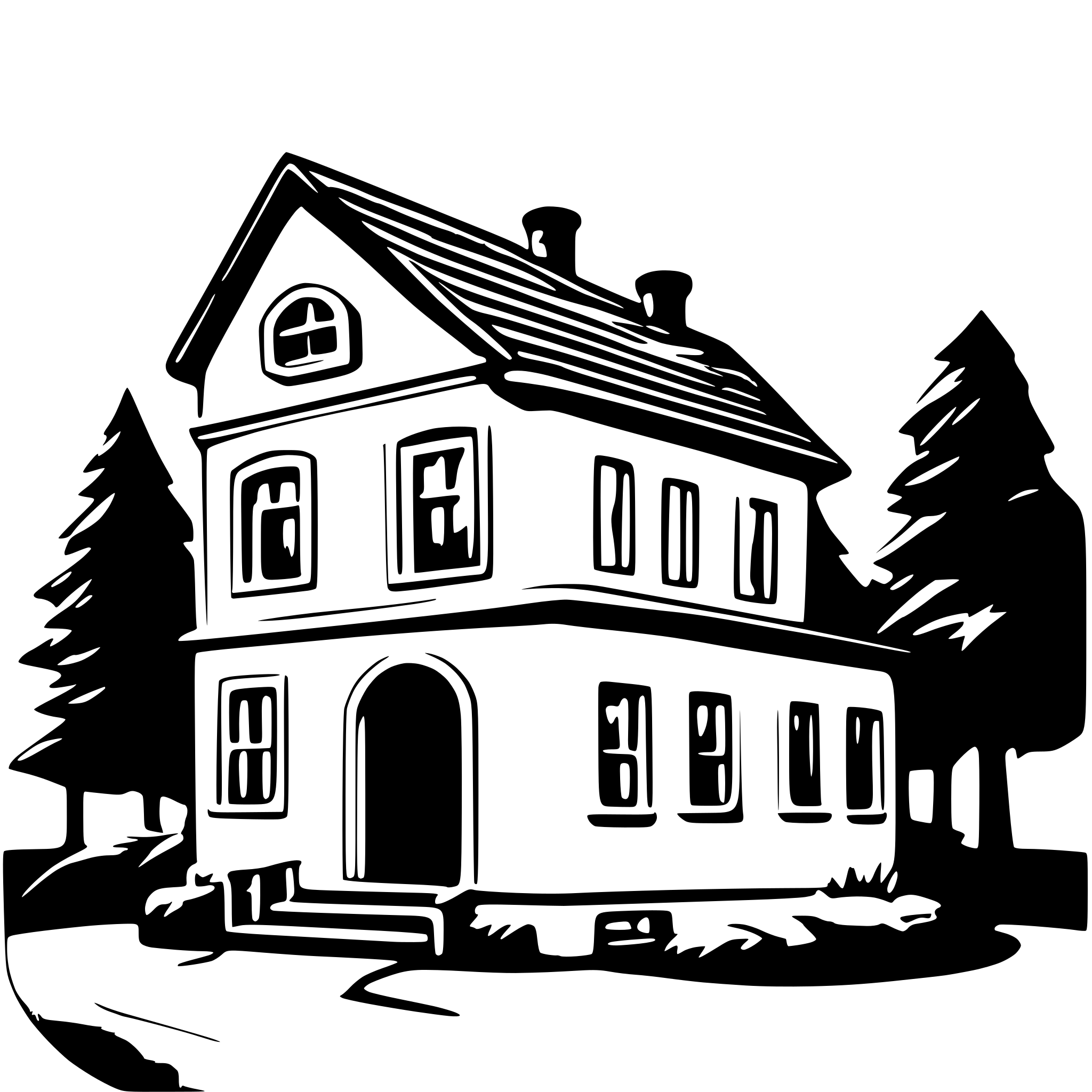 AI-generated SVG of 'yellow house with green sky'