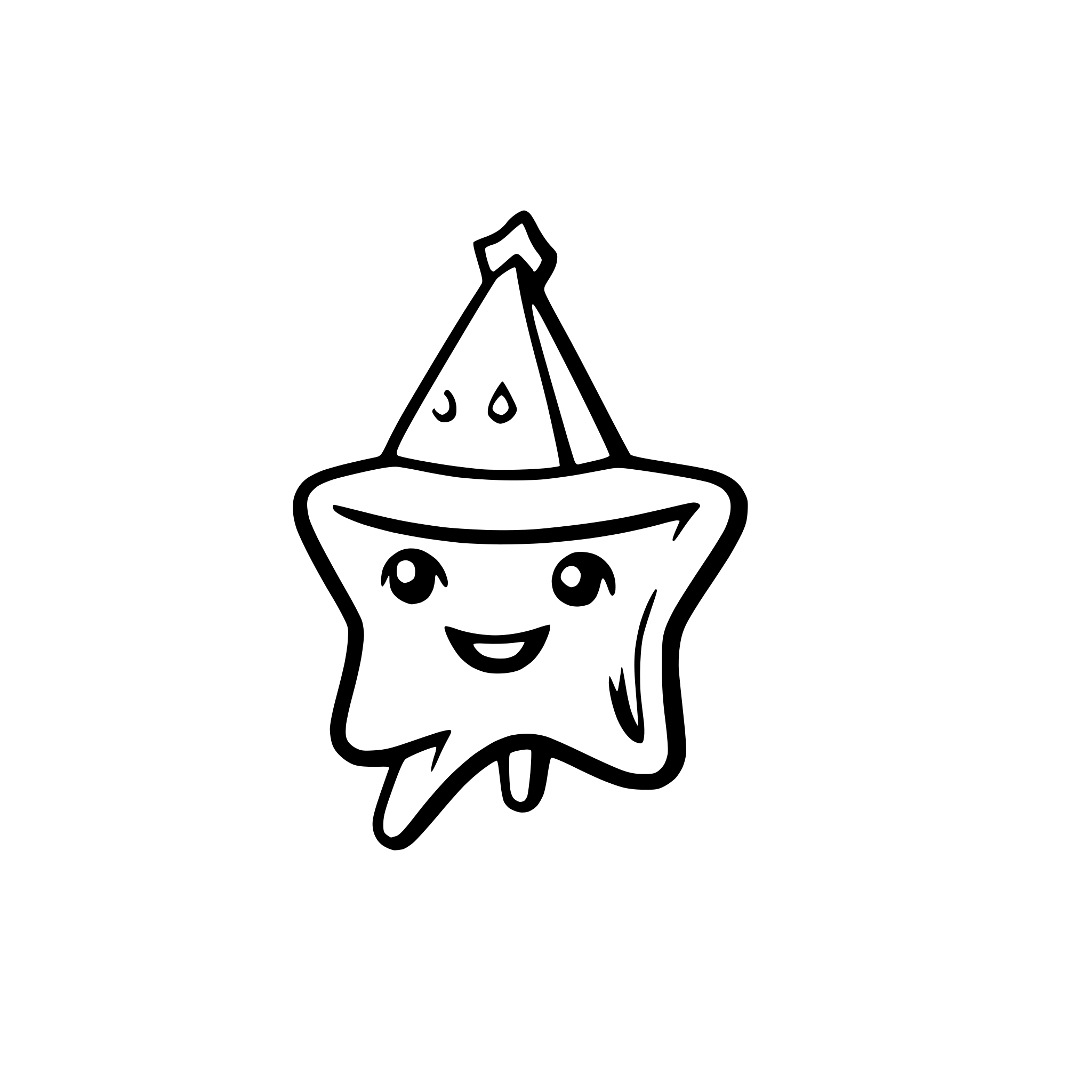 AI-generated SVG of a a smiling star with a party hat