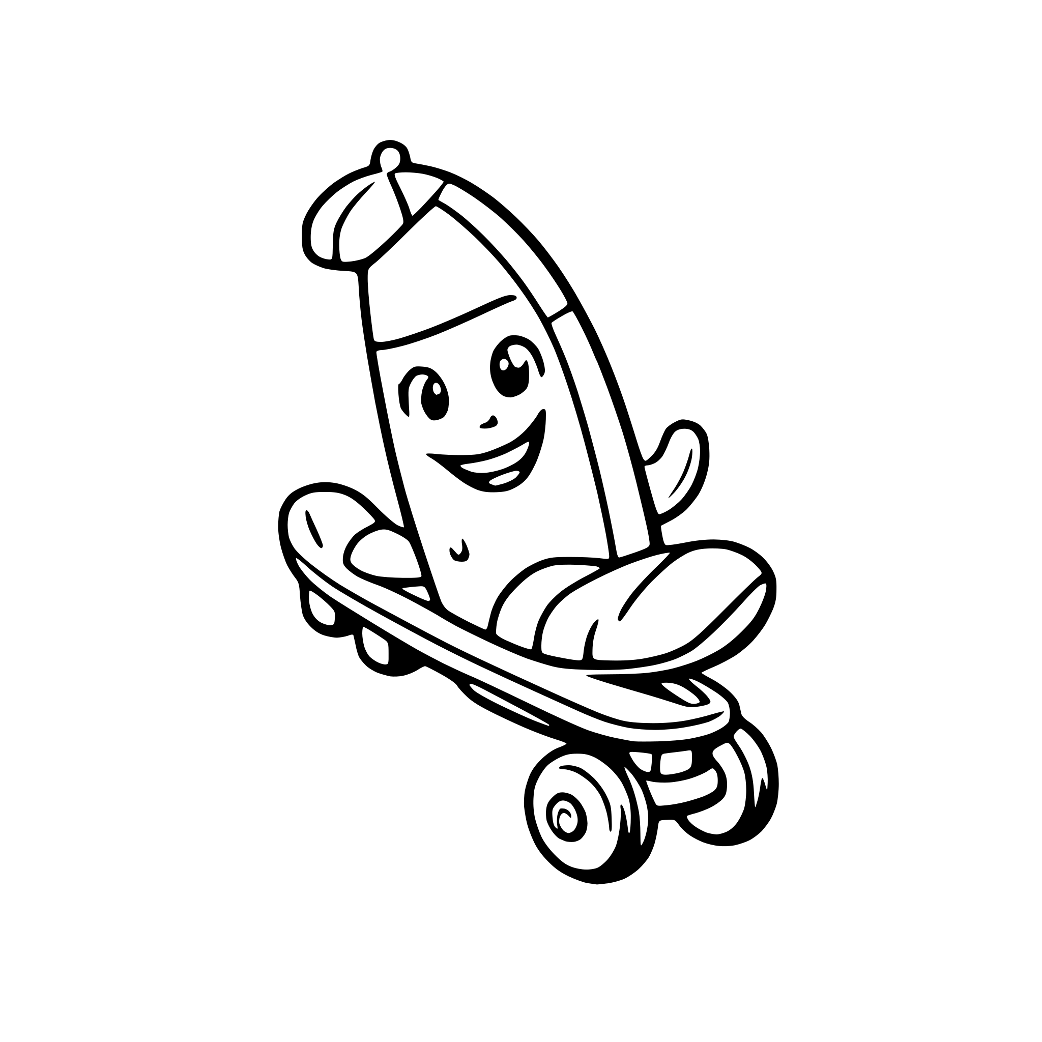 AI-generated SVG of 'a roller-skating banana'