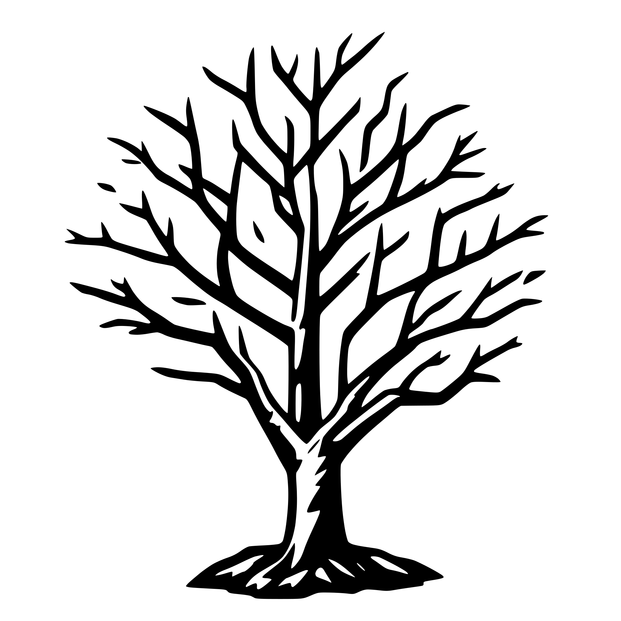AI-generated SVG of a tree with branches and no leaves is a solid line
