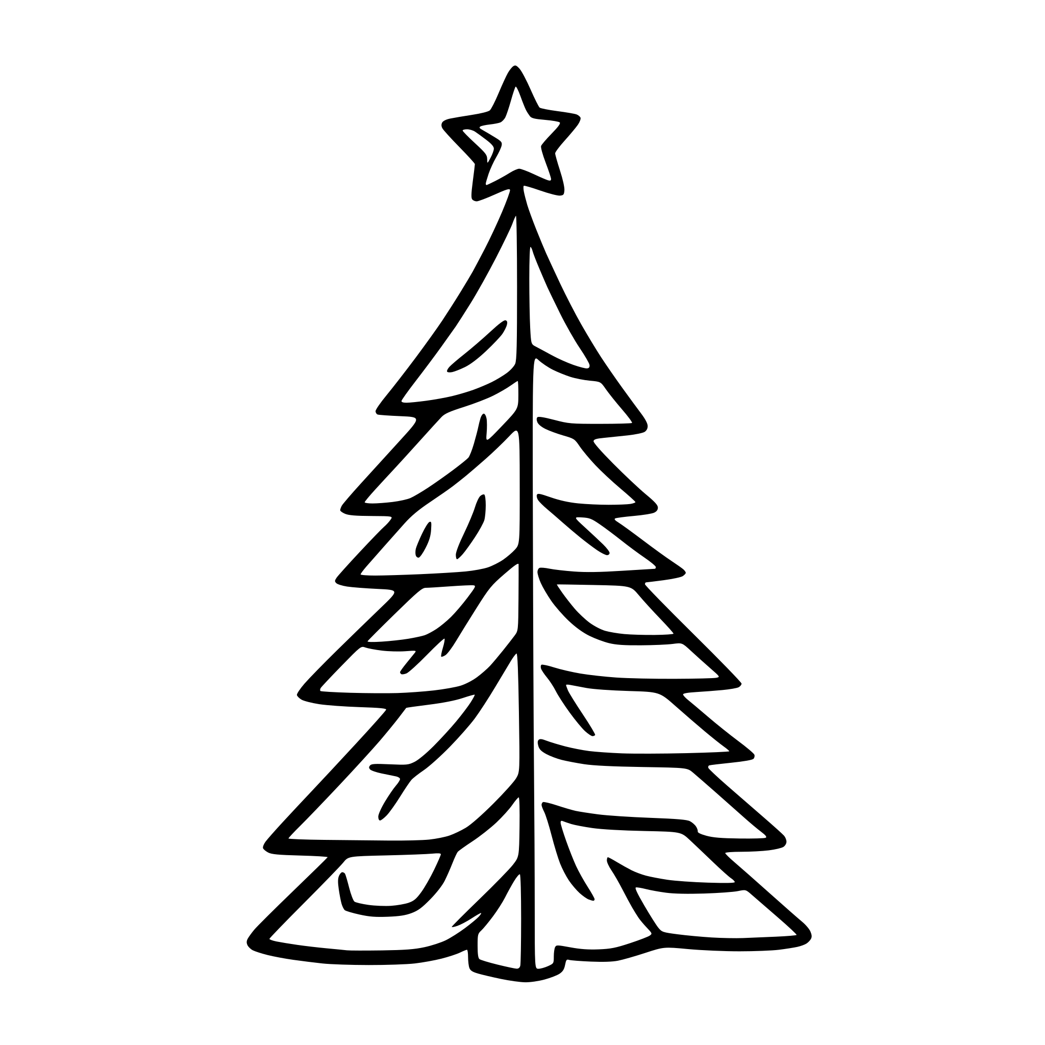 AI-generated SVG of a Christmas tree line art calligraphy