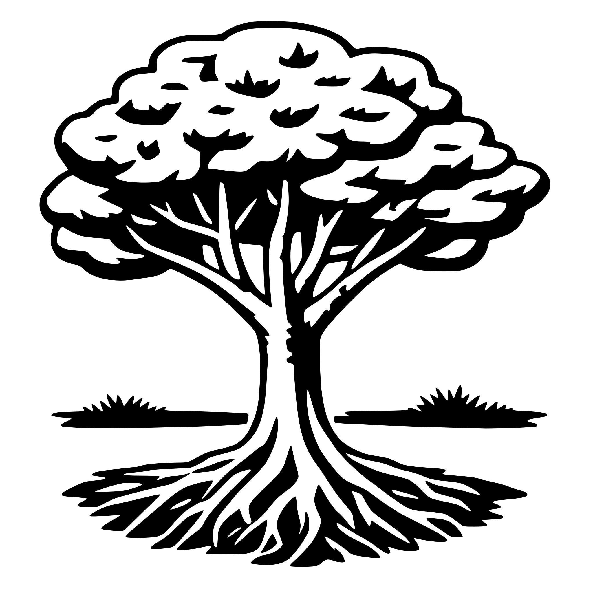 AI-generated SVG of 'tree and roots'
