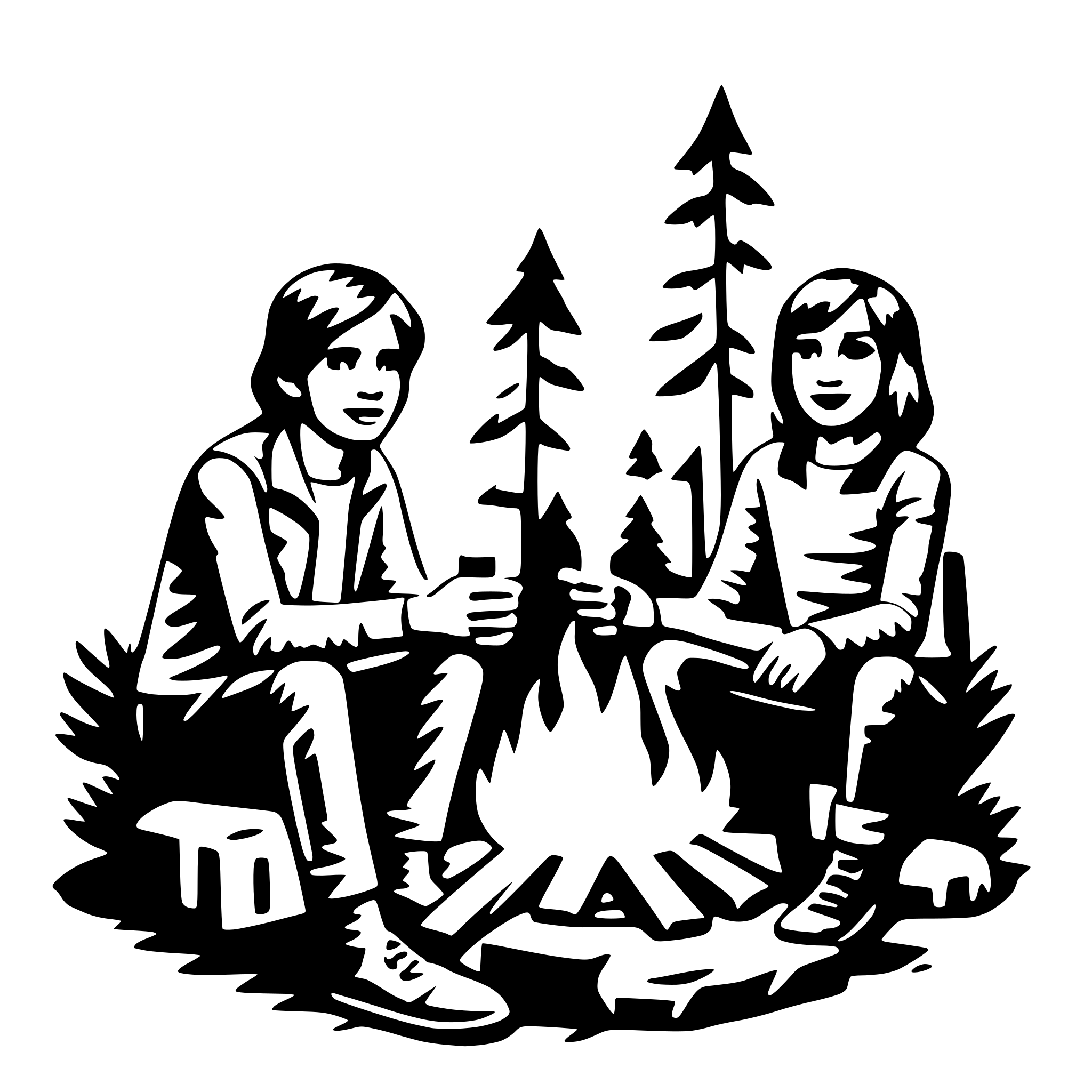 AI-generated SVG of a campfire songs
