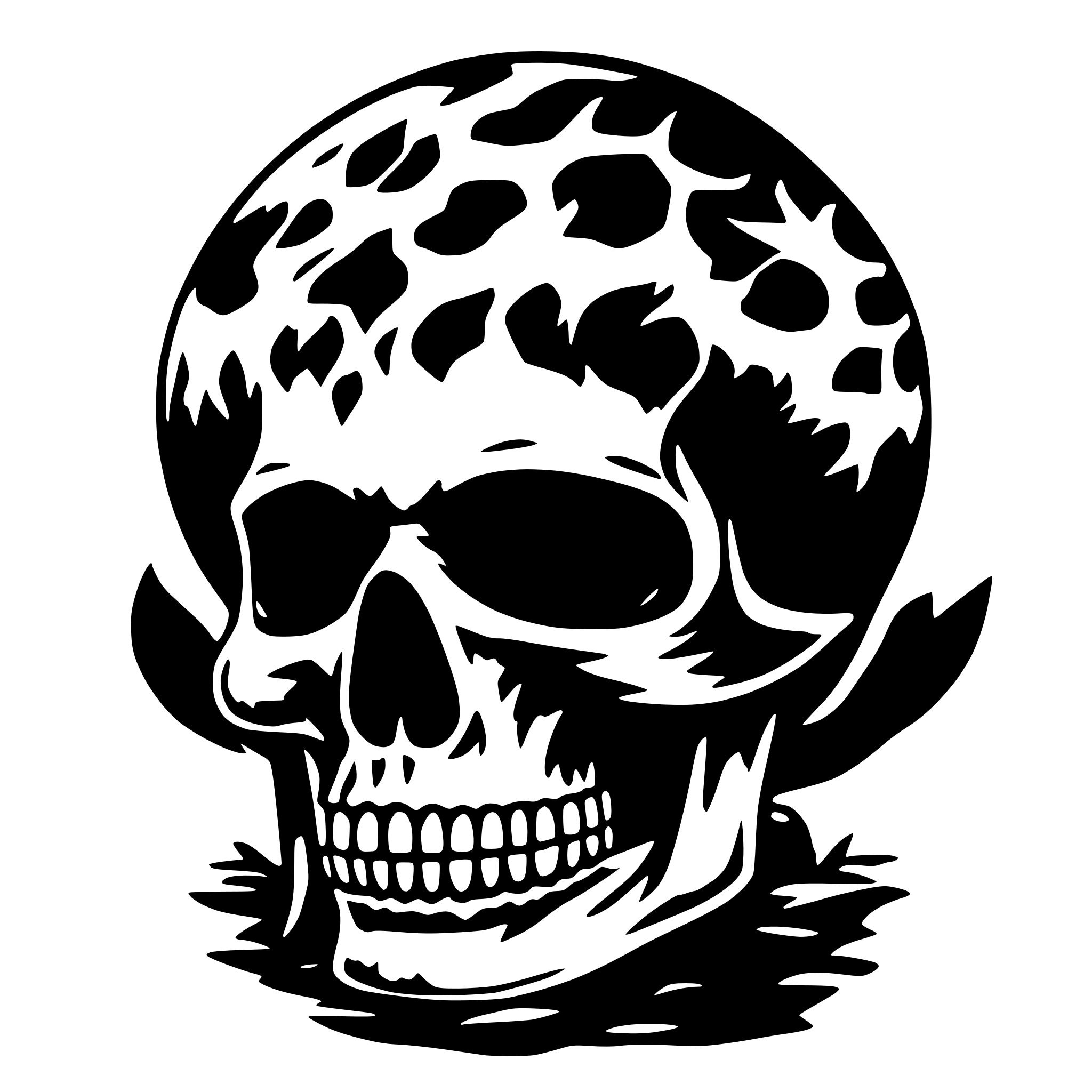 AI-generated SVG of a planet earth as a skull, on fire