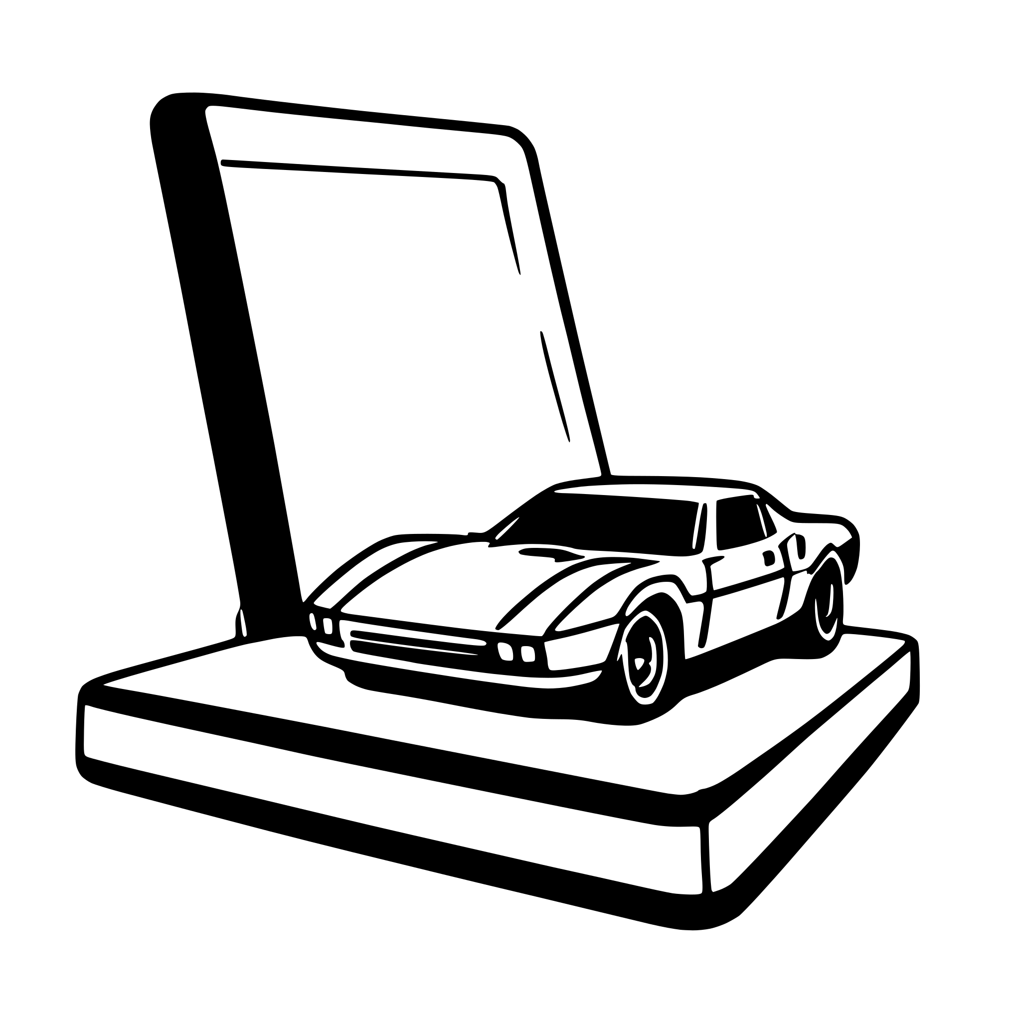 AI-generated SVG of a knight rider car kitt sticking out of a picture frame