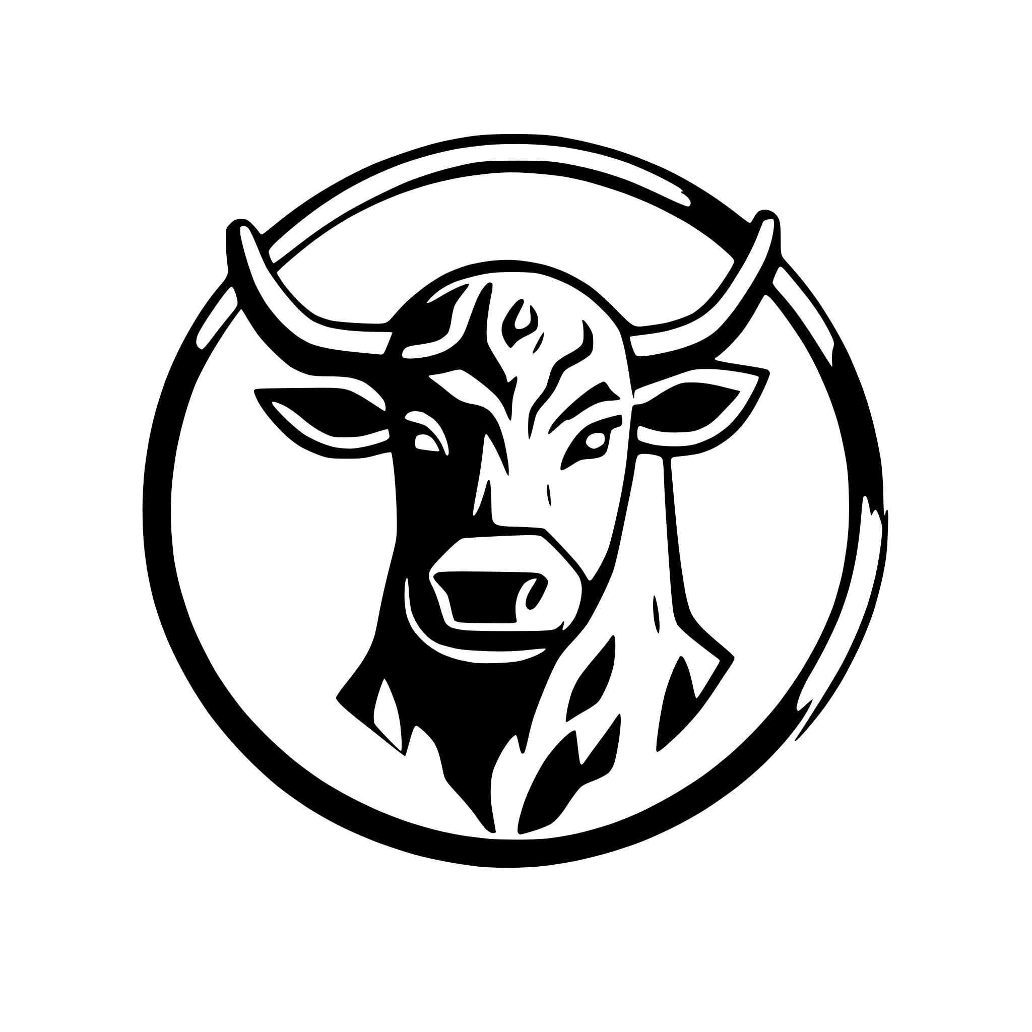 AI-generated SVG of a Cow with the trishul mounted on it
