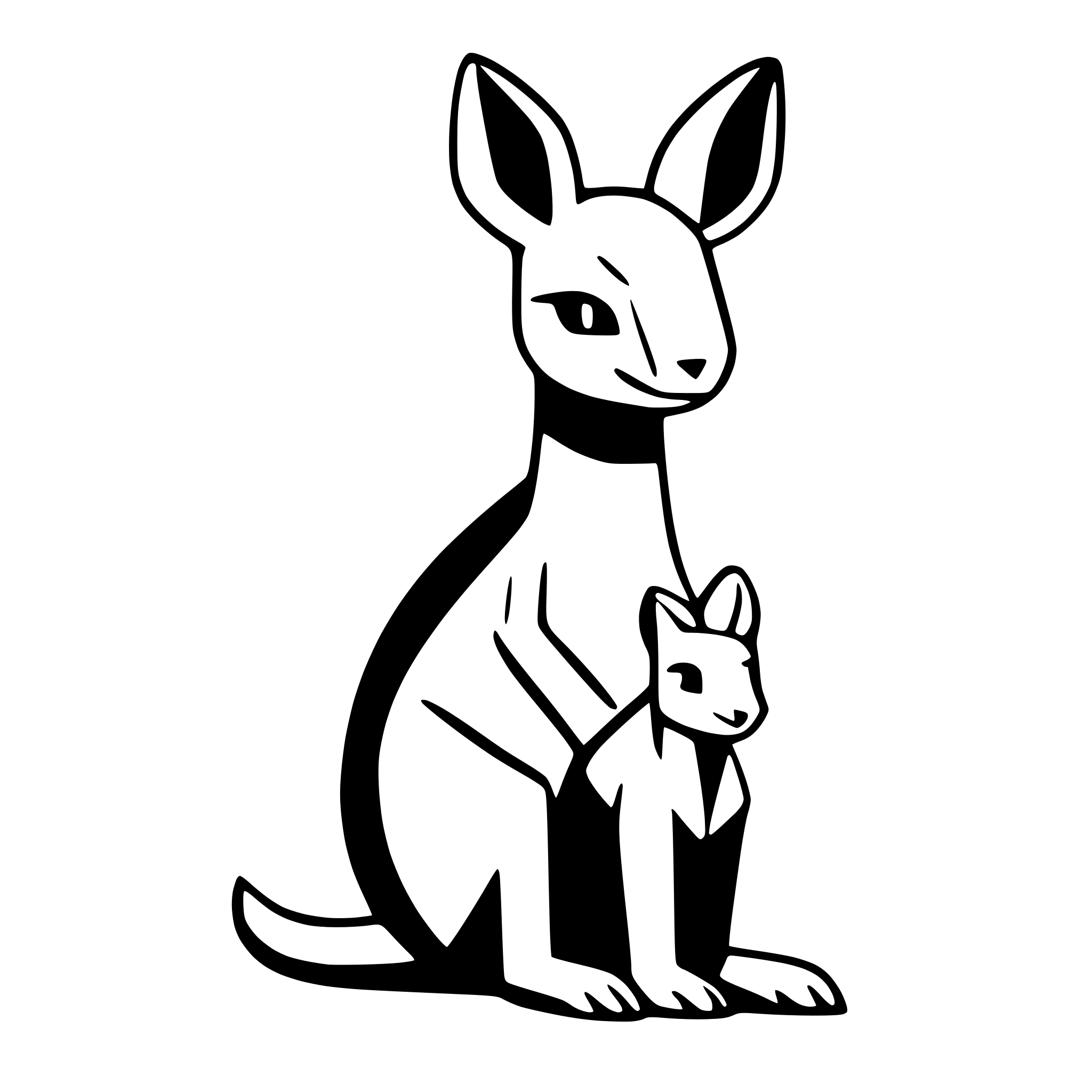 AI-generated SVG of a Mother kangaroo with joey in it's pouch.