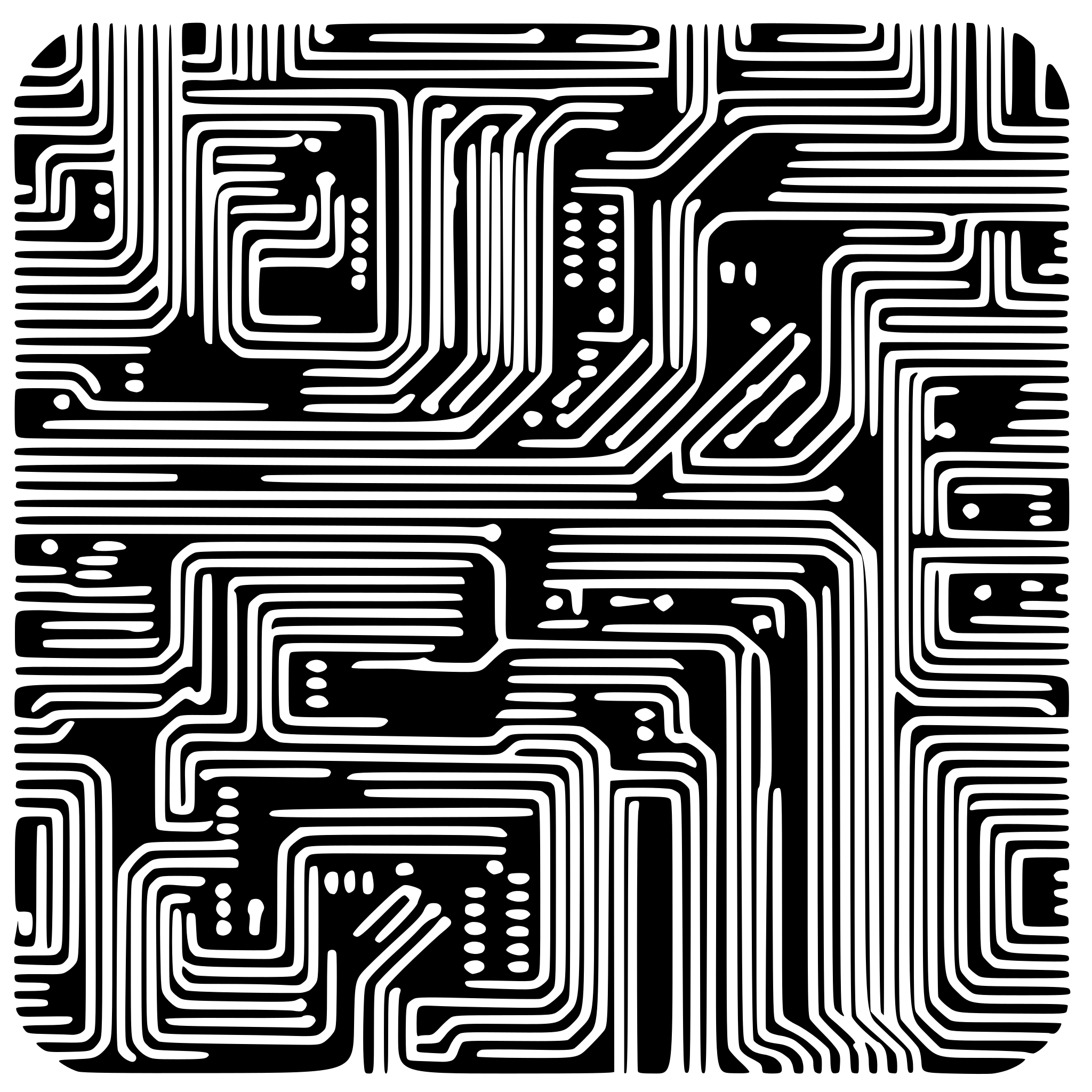 AI-generated SVG of a circuit board PCB traces in L shape