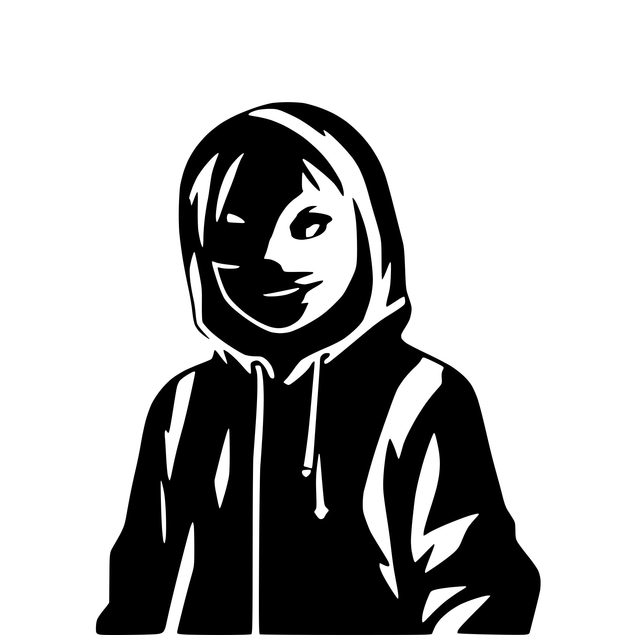 AI-generated SVG of 'silhouette of a masked hoodie'