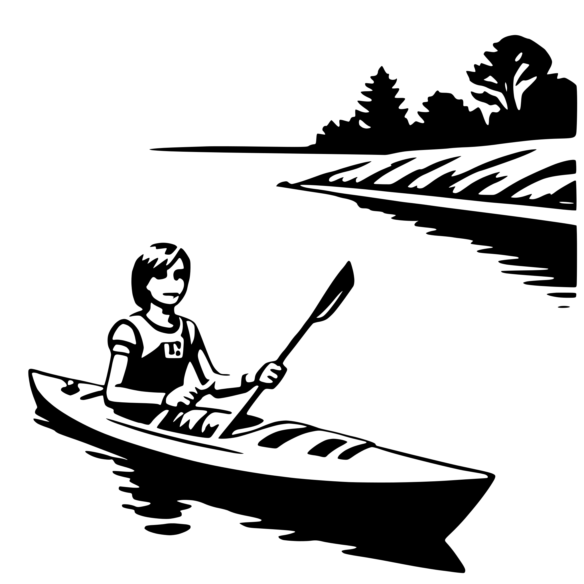 AI-generated SVG of 'kayaking on river'