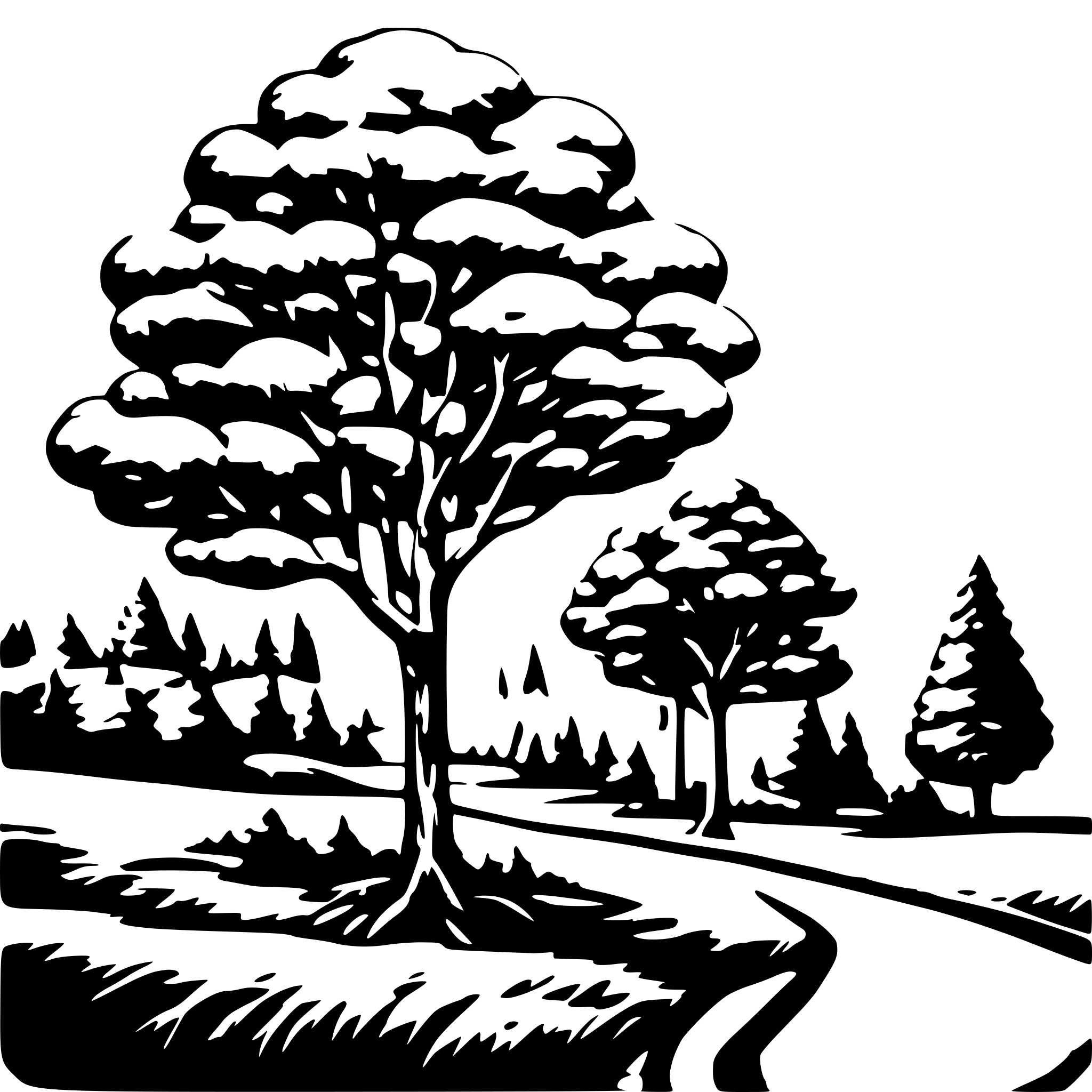 AI-generated SVG of a low detail, landscape, simple, trees