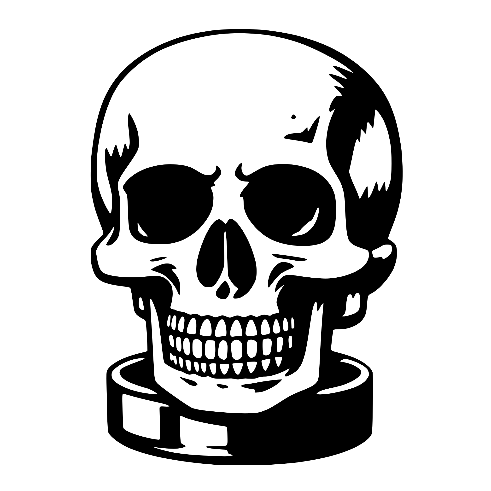 AI-generated SVG of 'a skull with cylinder'