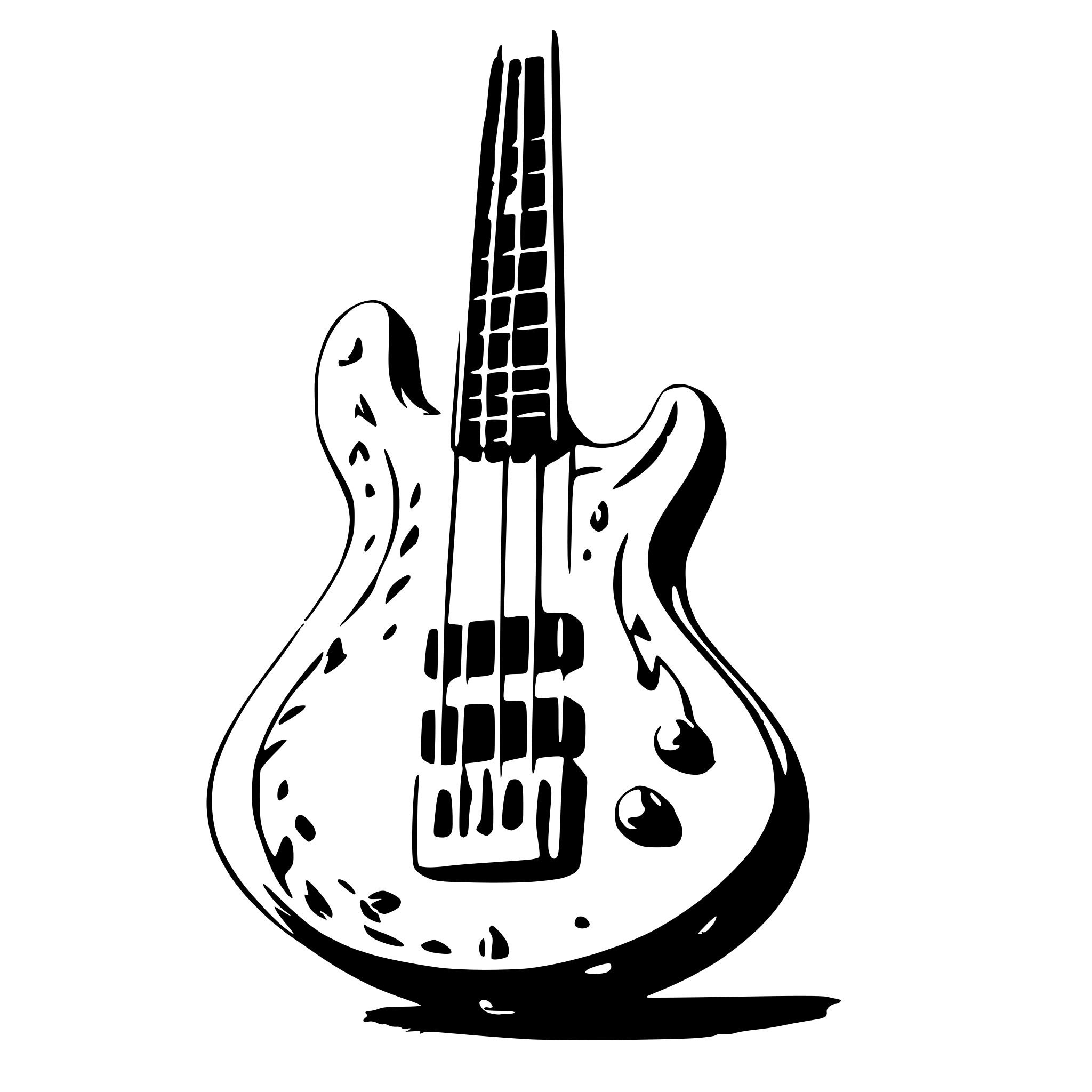 AI-generated SVG of 'an old bass guitar'