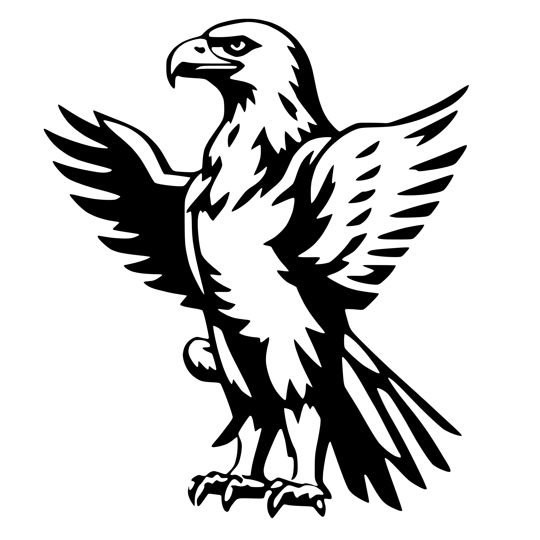 AI-generated SVG of 'eagle from front looking right with wings spread very simple just outlines'