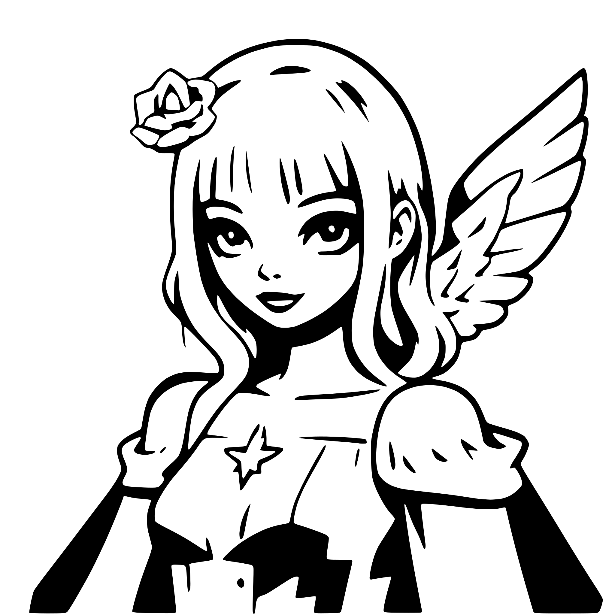 AI-generated SVG of 'gothic angel with halo'