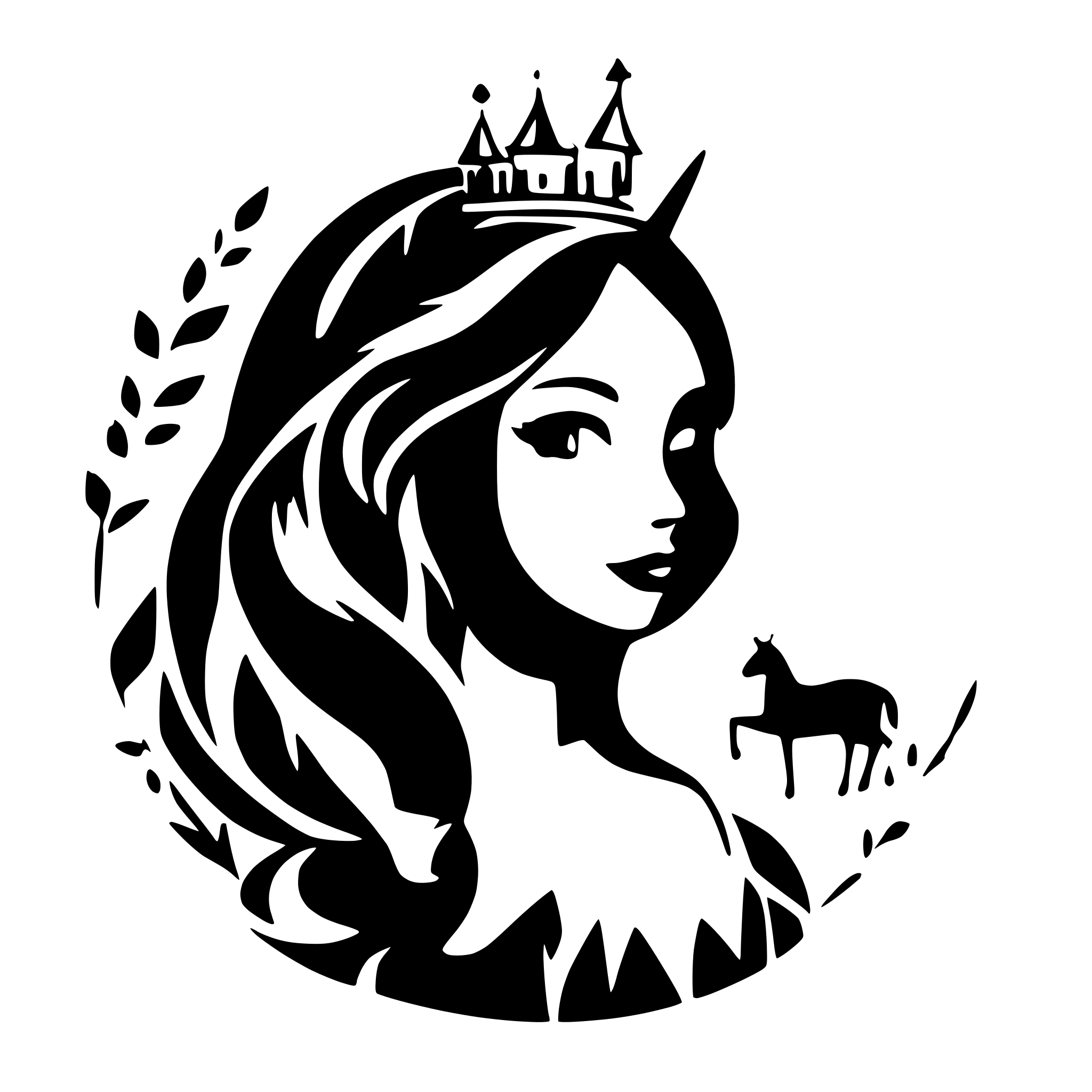 AI-generated SVG of 'unicorn and princess'