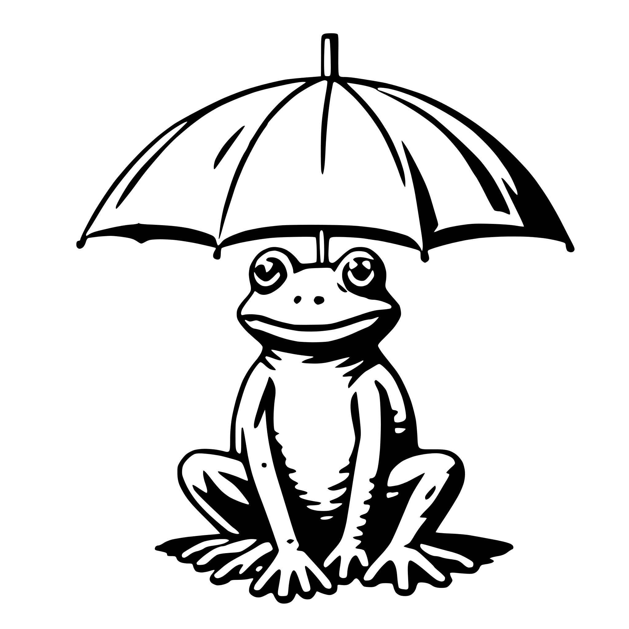 AI-generated SVG of 'frog with umbrella'