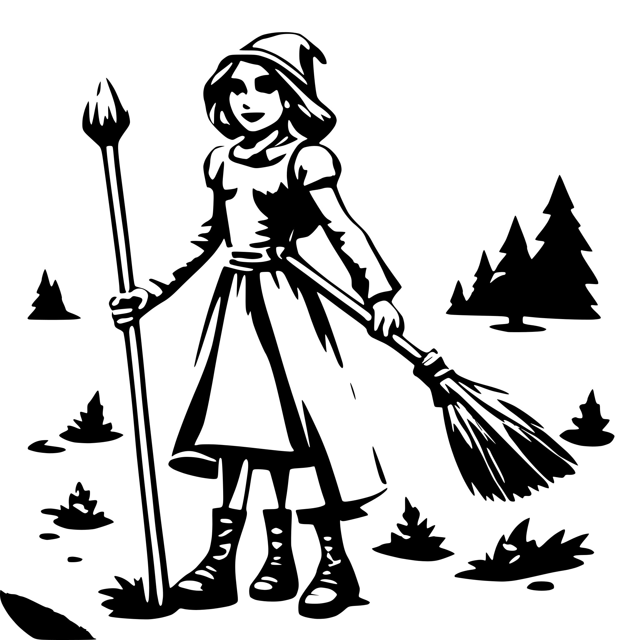 AI-generated SVG of 'with on a broom'