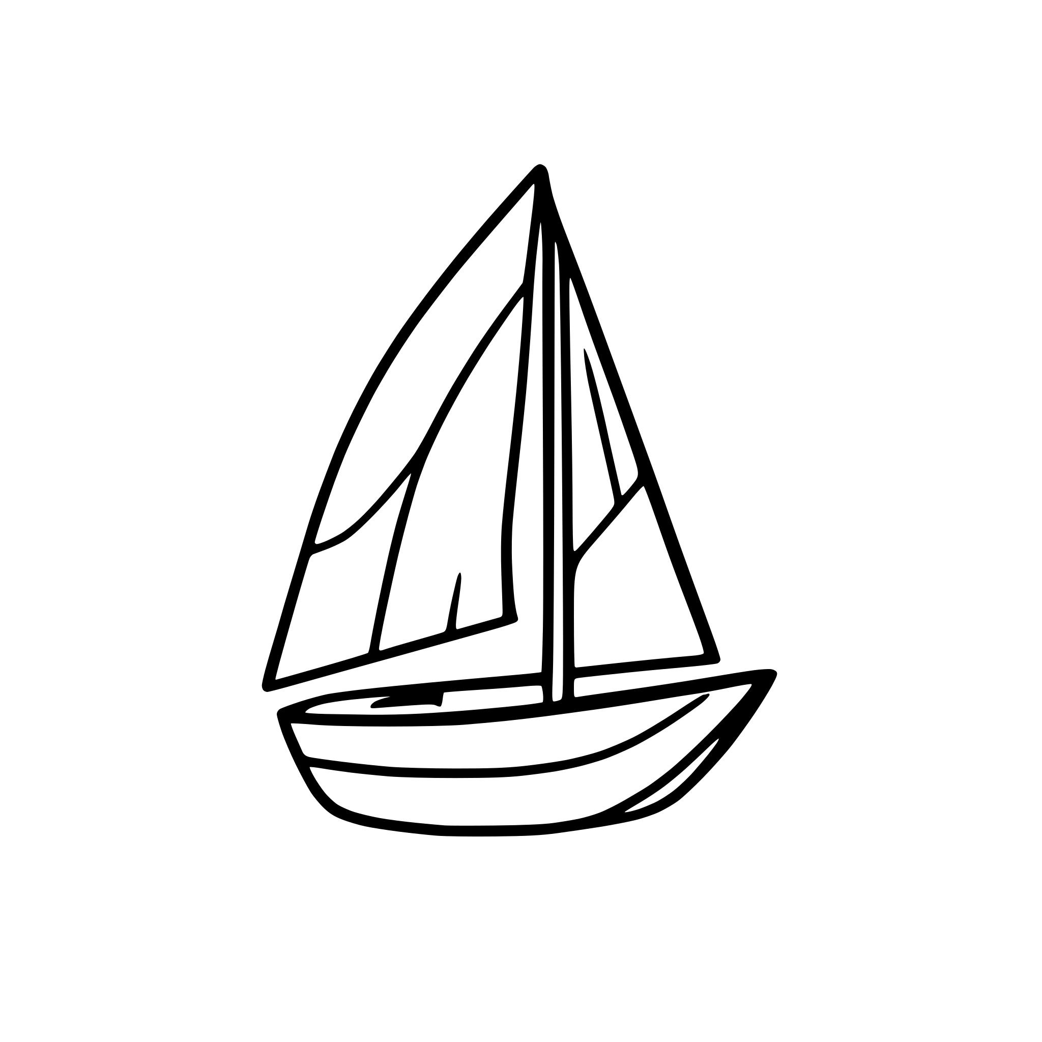 AI-generated SVG of a one line sailboat, continuous line, outlines