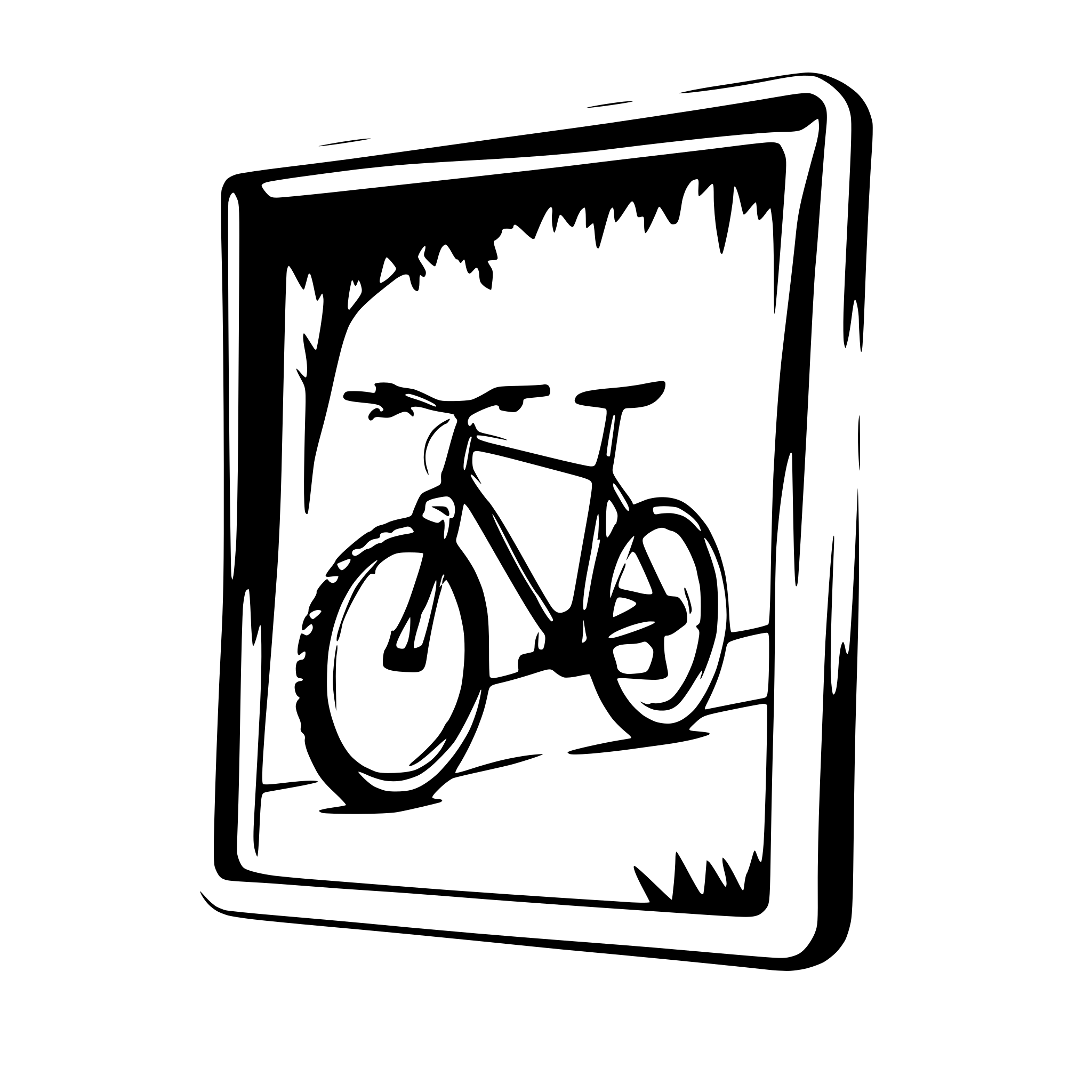 AI-generated SVG of a mountainbike sticking out of a picture frame