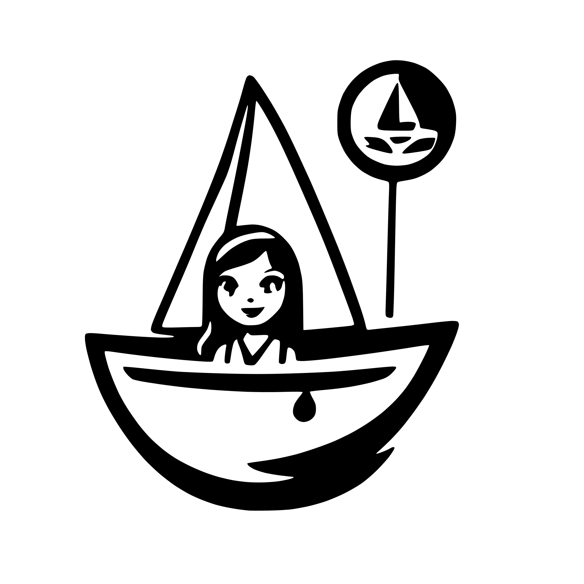 AI-generated SVG of a simple 2d sailbot icon with a friend on it waving hand