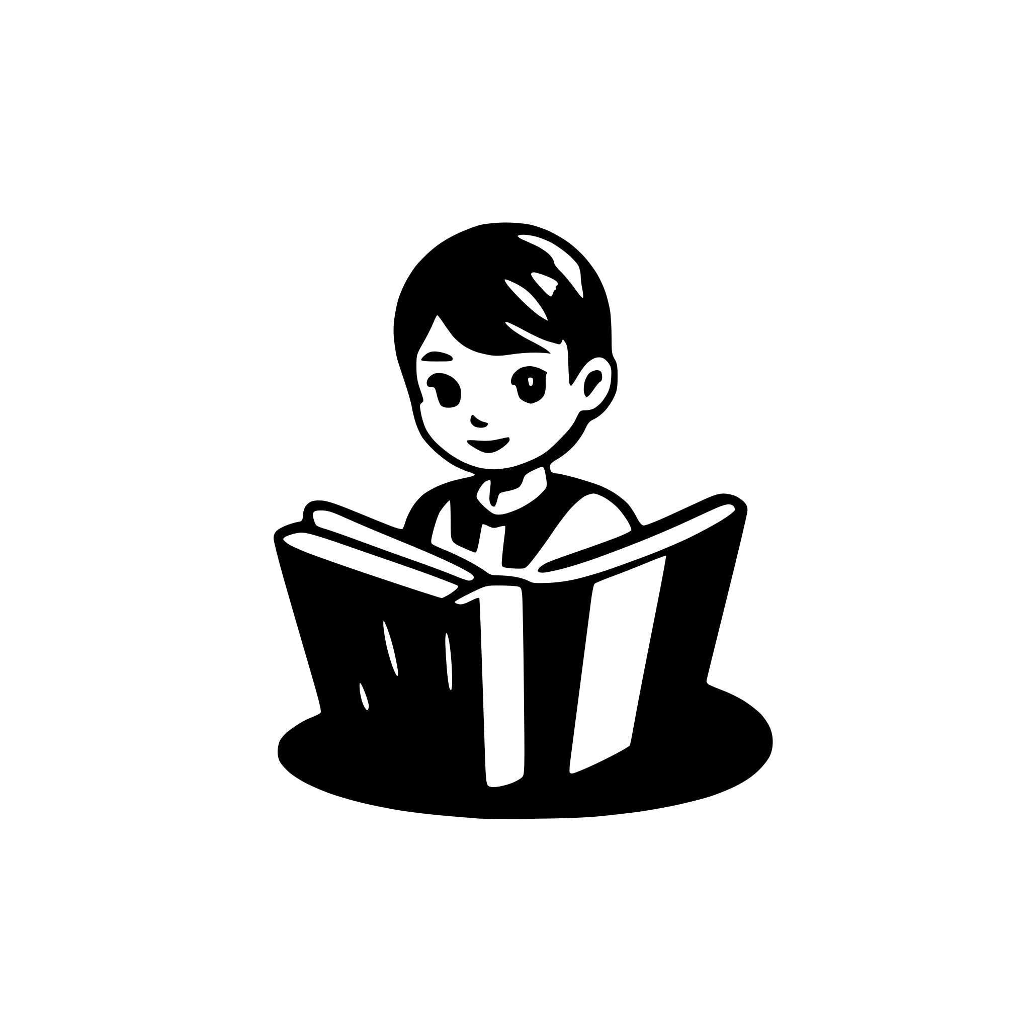 AI-generated SVG of a an icon for a male kid reading book