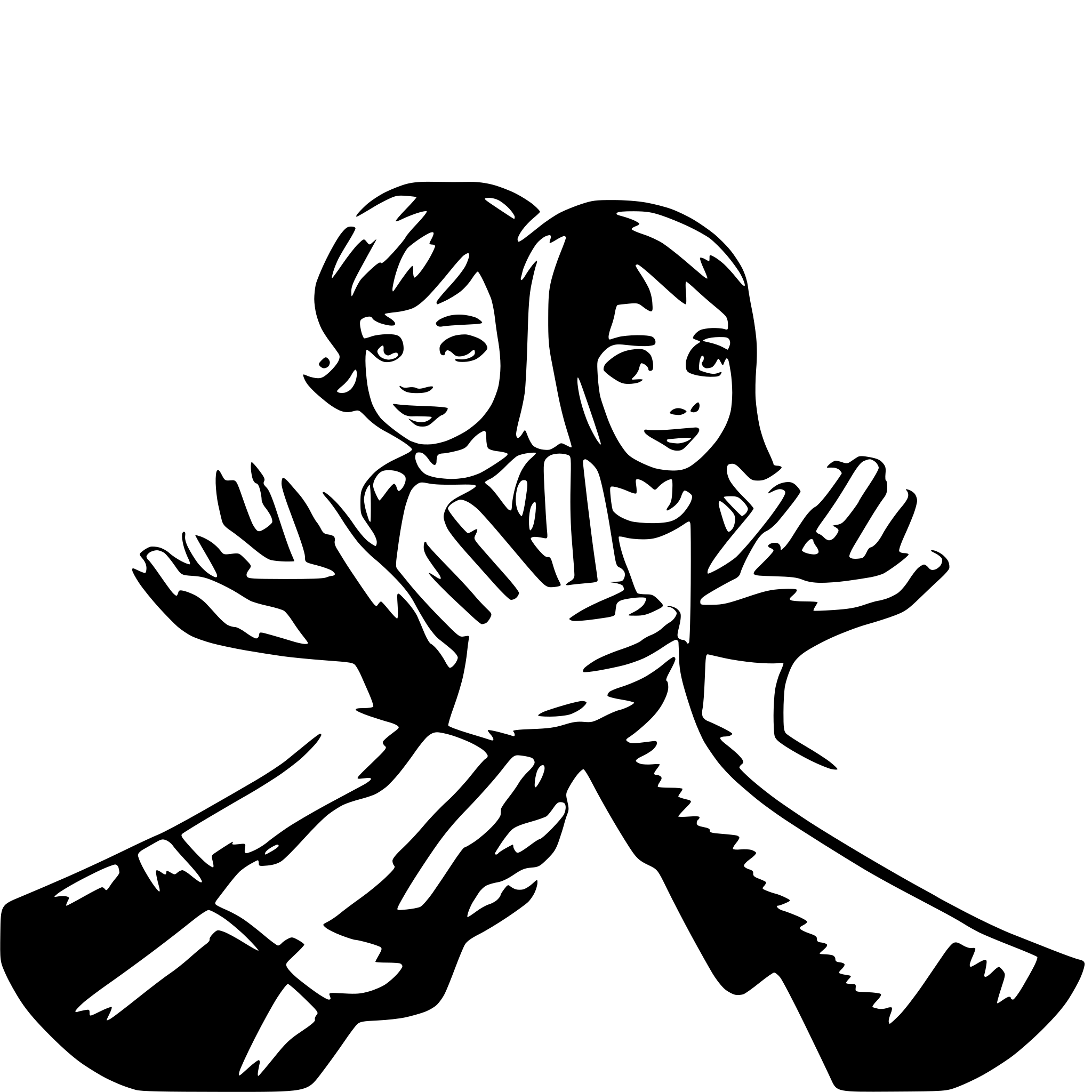 AI-generated SVG of a many childsren who holding on their hands