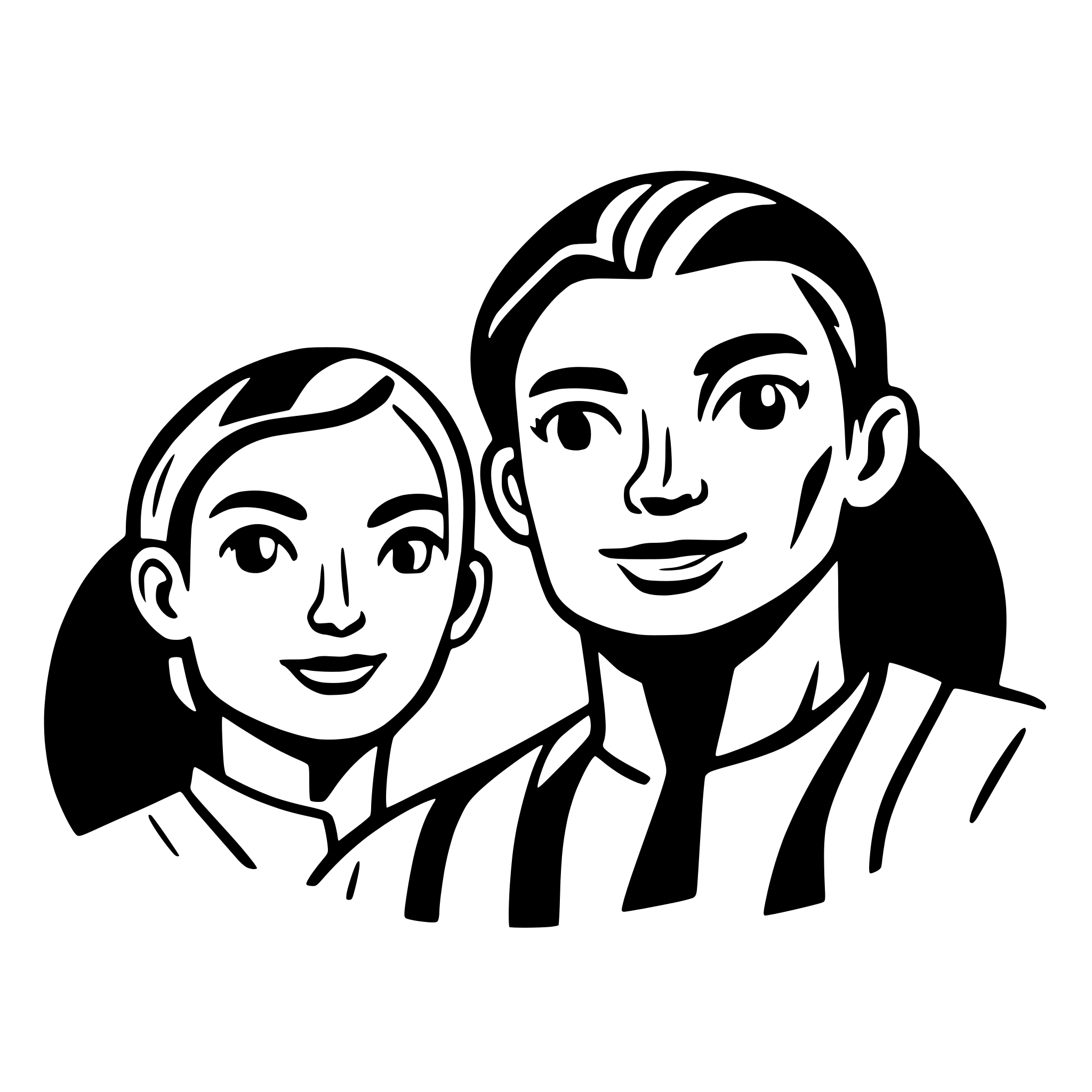 AI-generated SVG of a two men boking