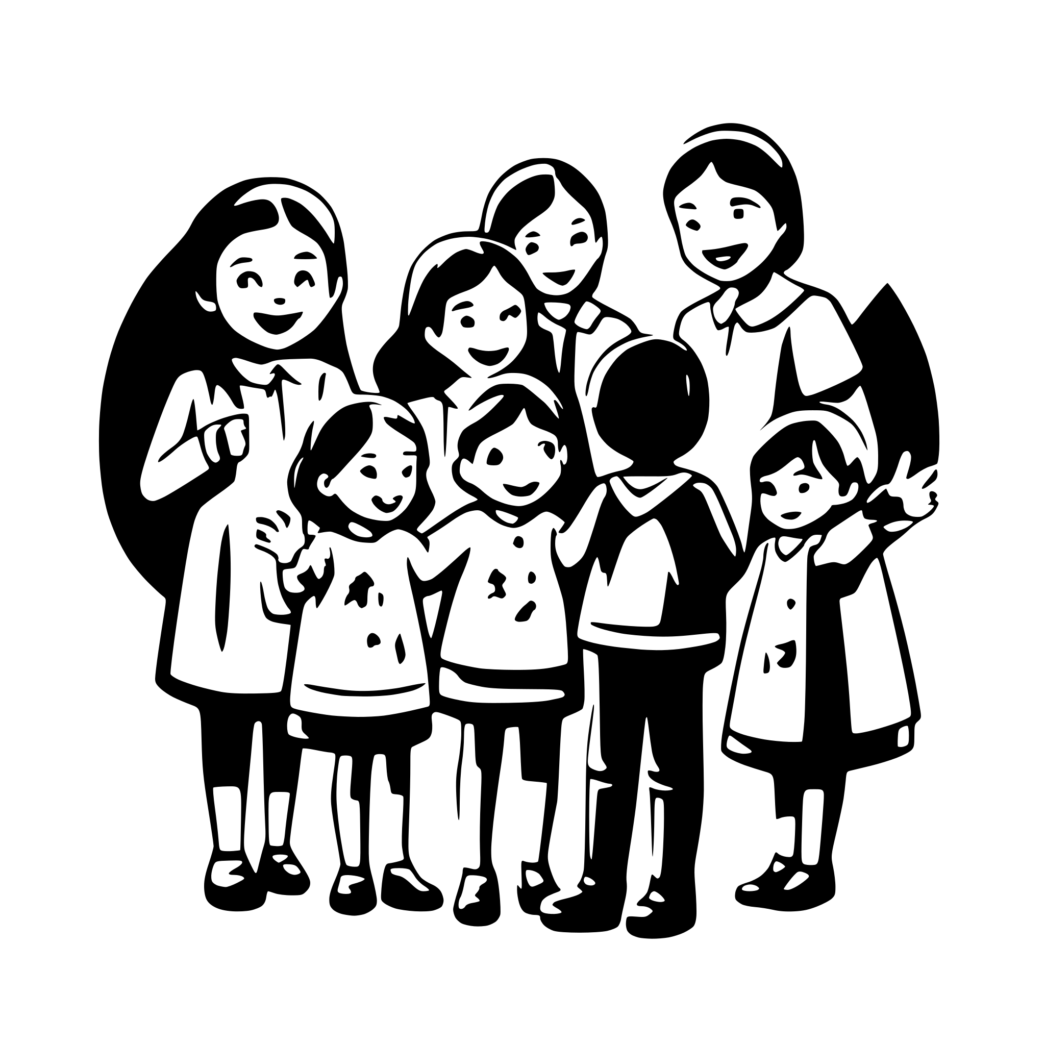 AI-generated SVG of 'educator says goodbye to 8 children in the kindergarden'