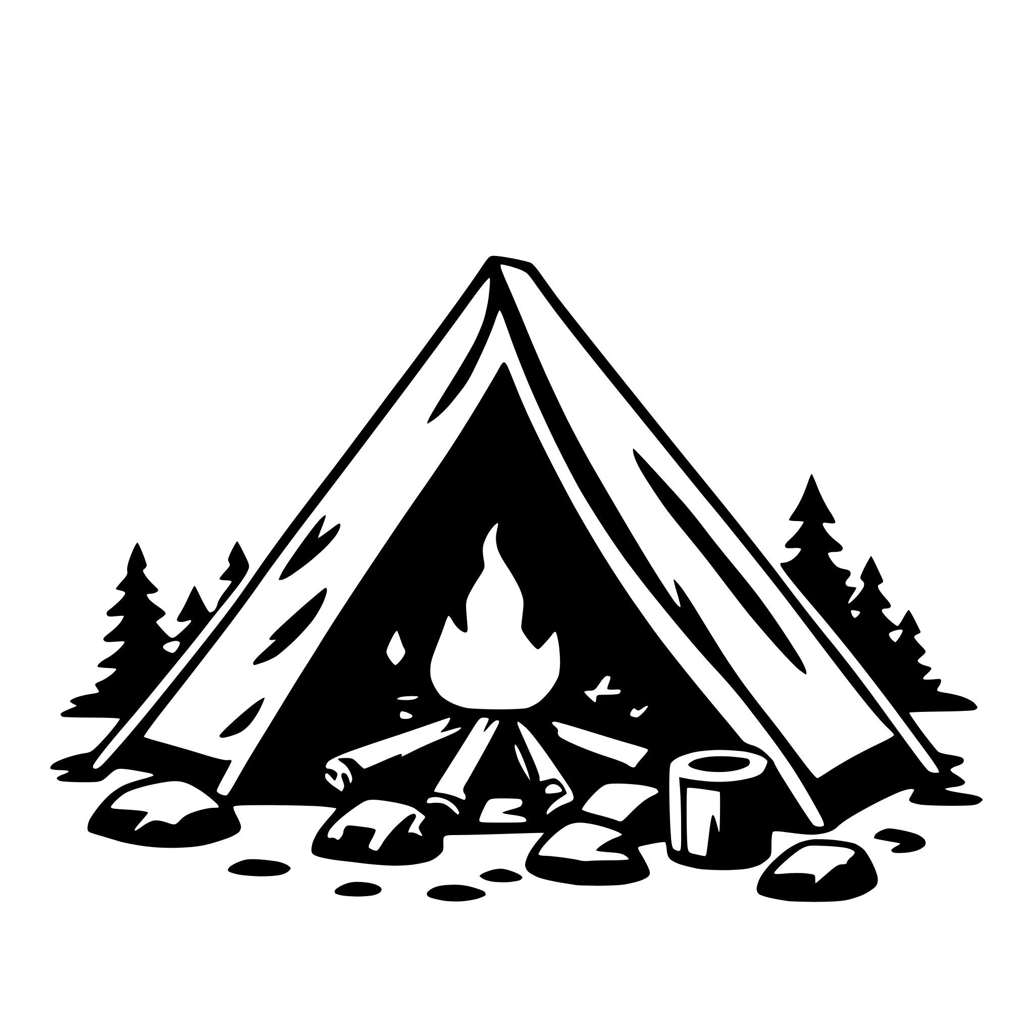 AI-generated SVG of a tent and campfire