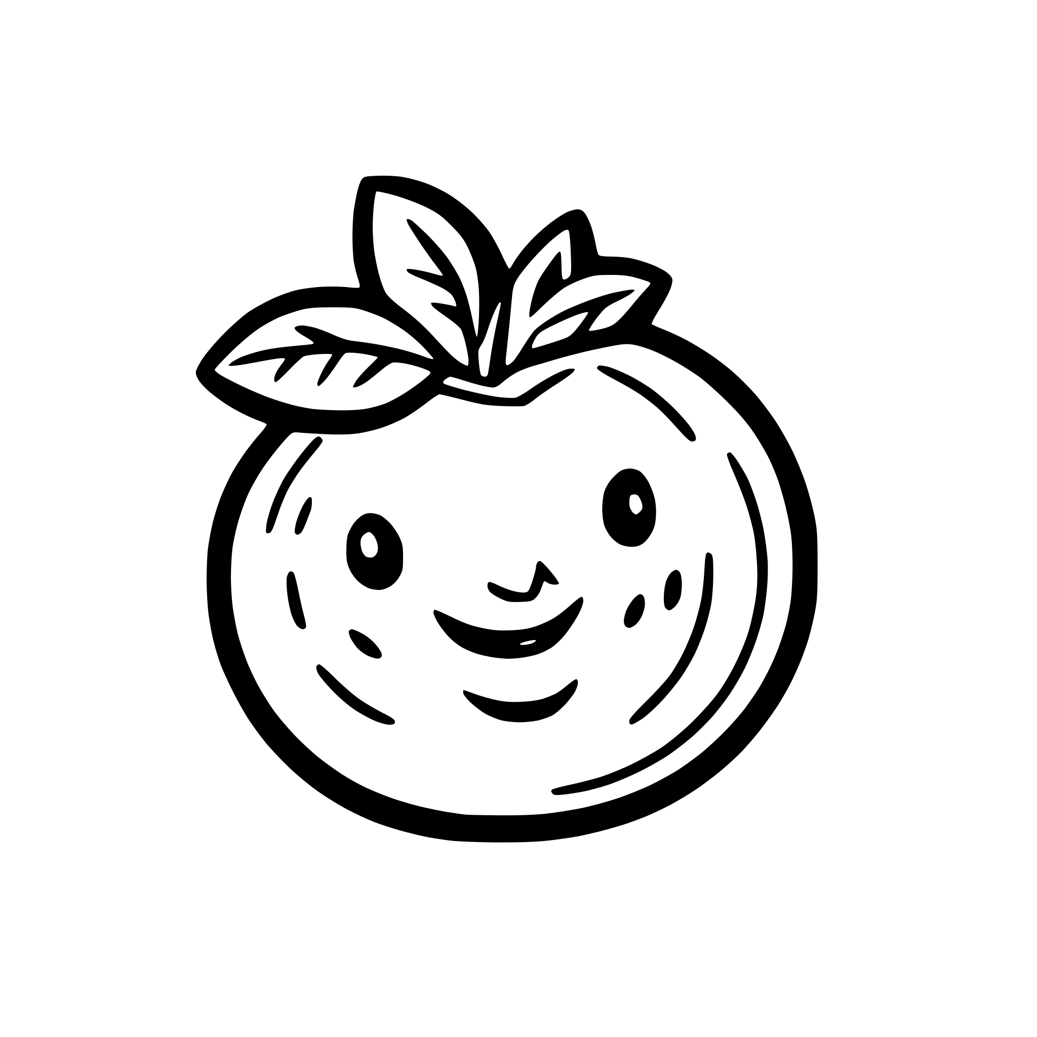 AI-generated SVG of 'tomato shape, borders only, leafs should be green, tomato read, cartoon style. very simple, only the borders'