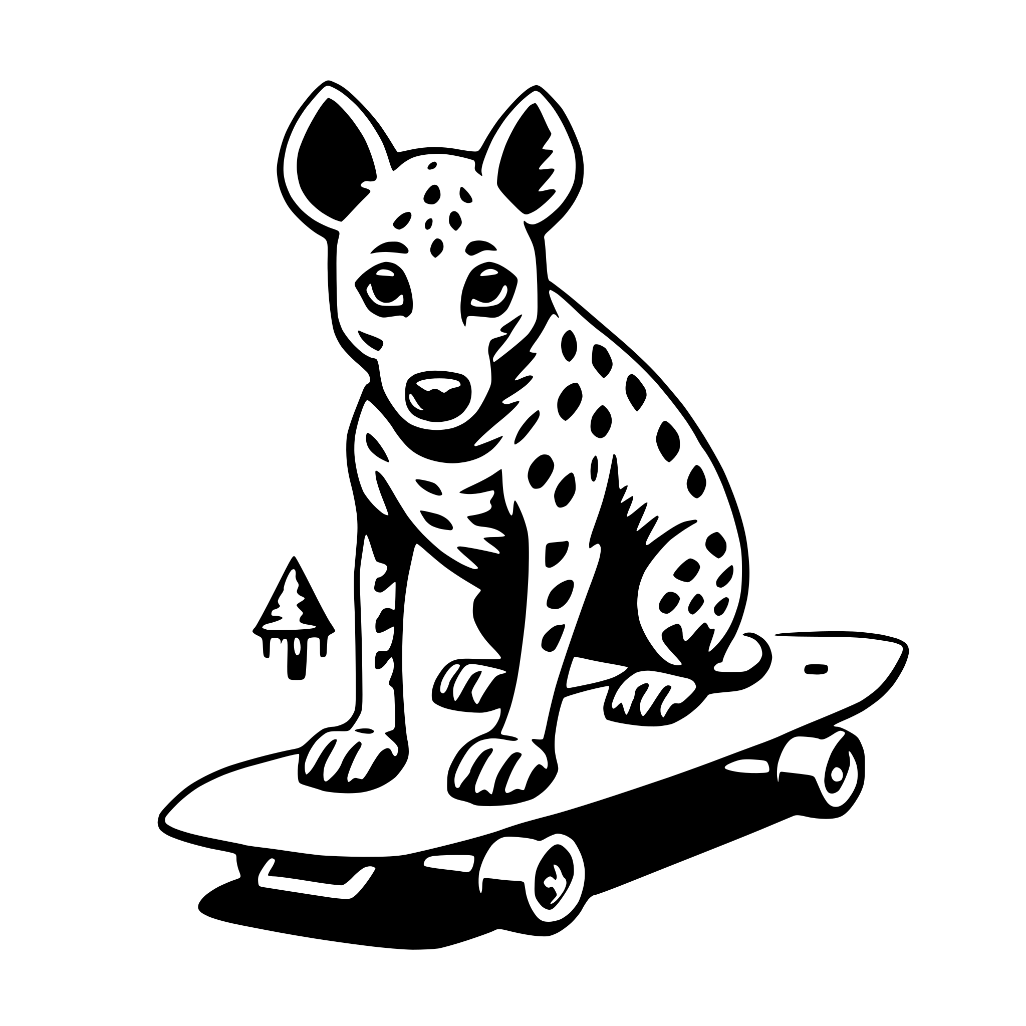 AI-generated SVG of a hyena with skateboard