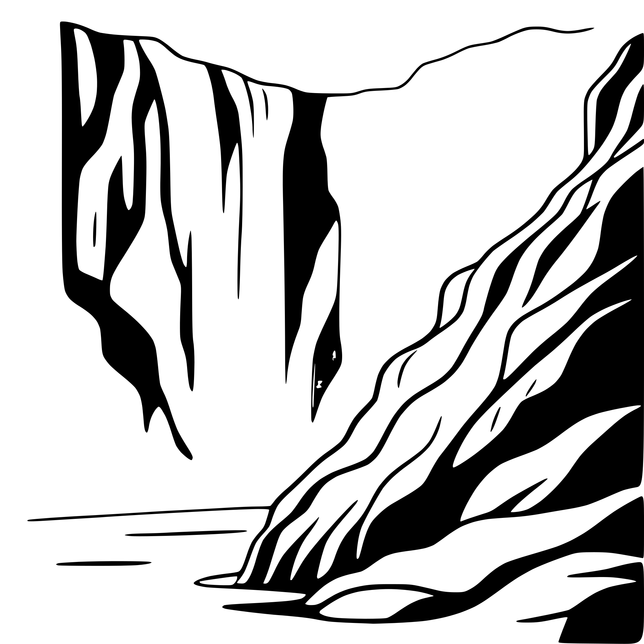 AI-generated SVG of 'waterfall cascading down cliff'