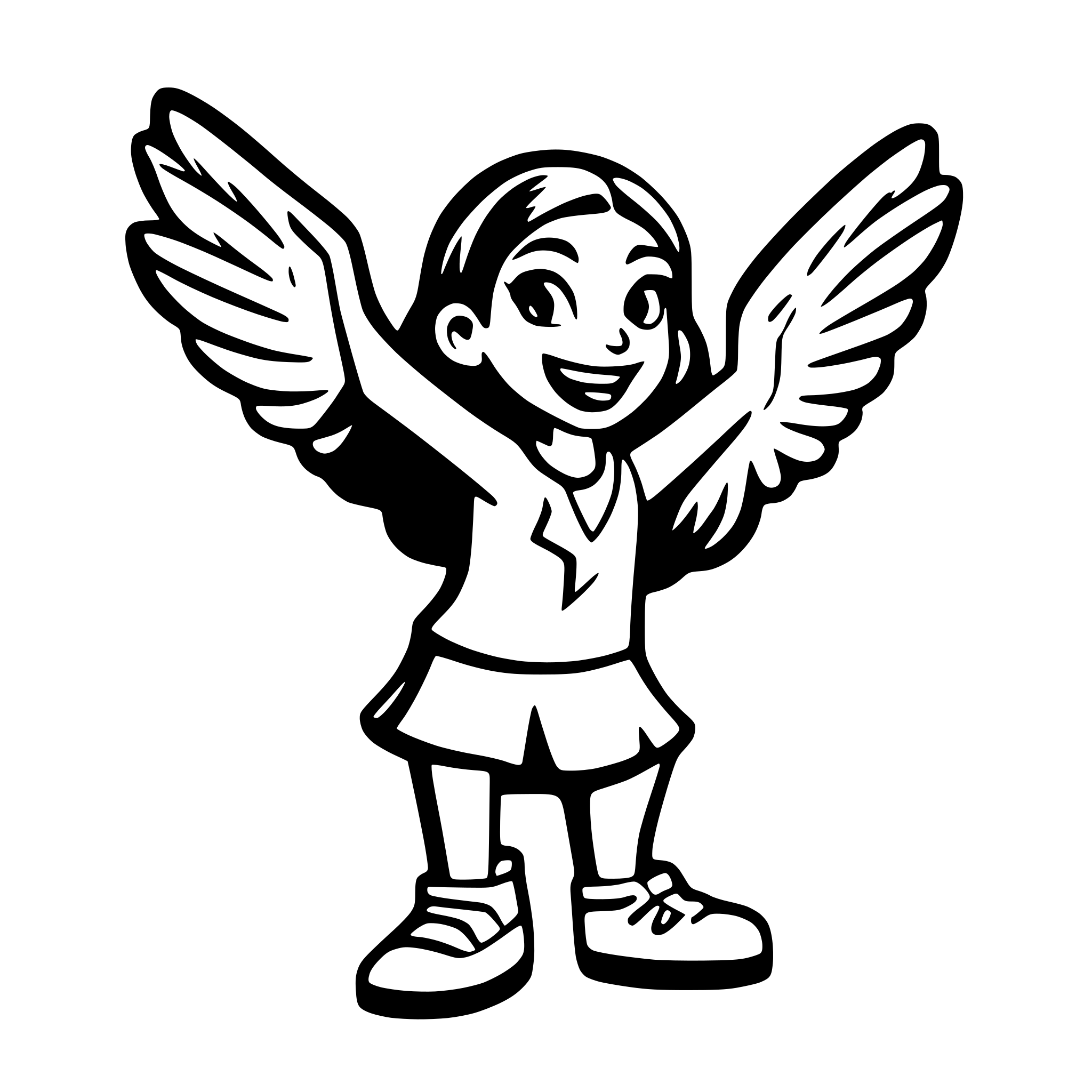 AI-generated SVG of a woman squatting imitating  a chicken flapping wings and a goofy face