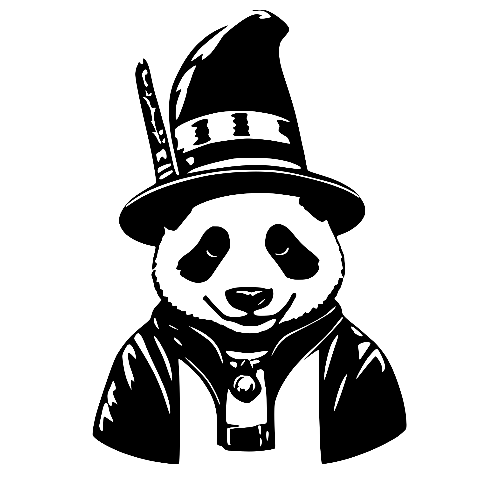 AI-generated SVG of 'Can you make this just the head of this panda with his wizzard hat.'
