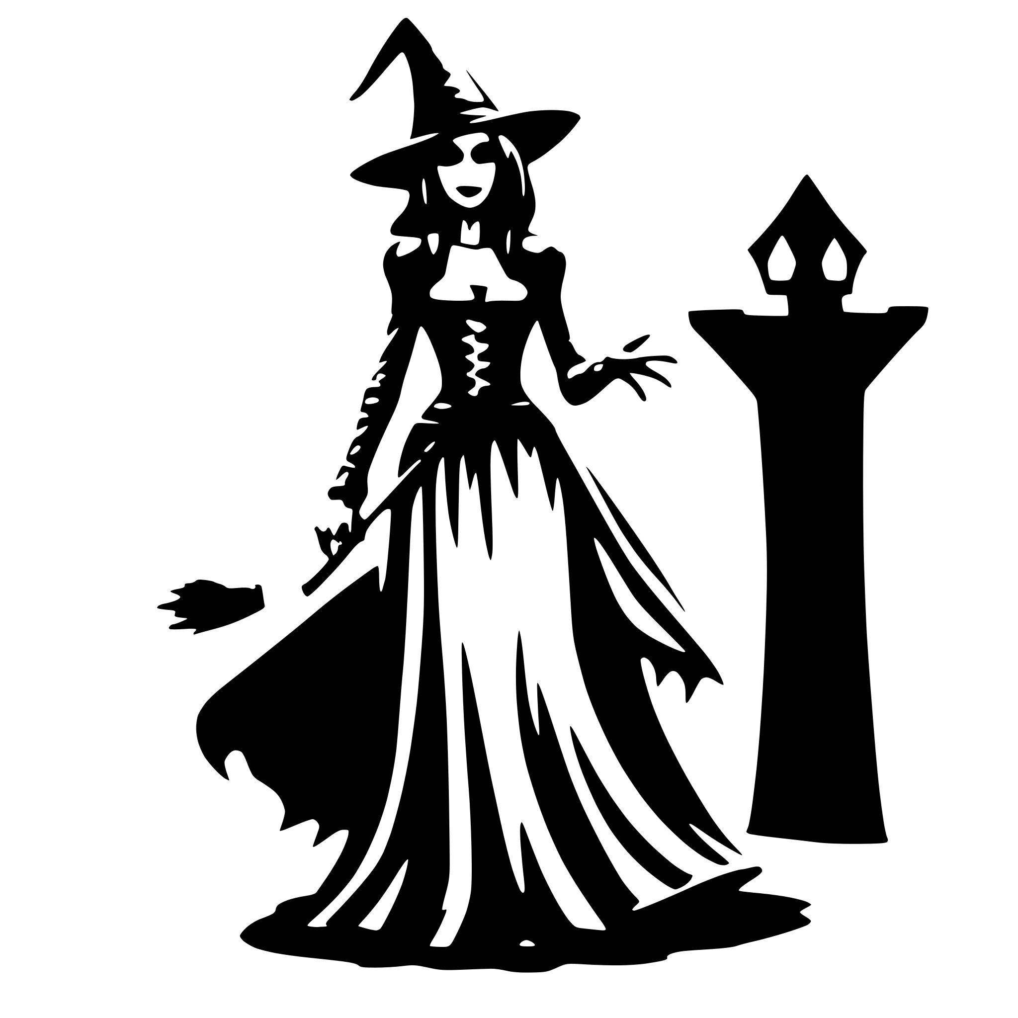 AI-generated SVG of 'Spookey Witch on a proom'