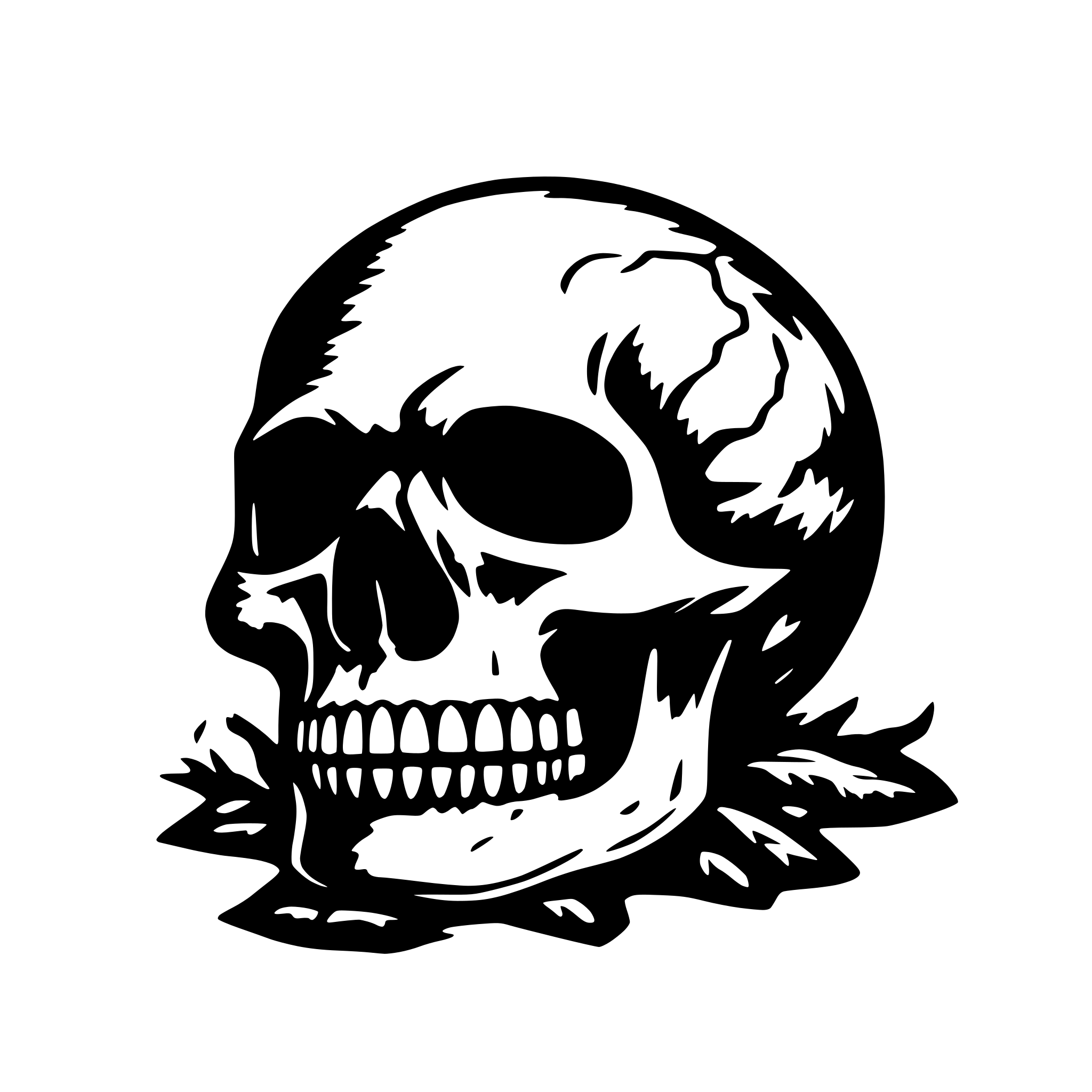 AI-generated SVG of a planet earth as a skull, on fire