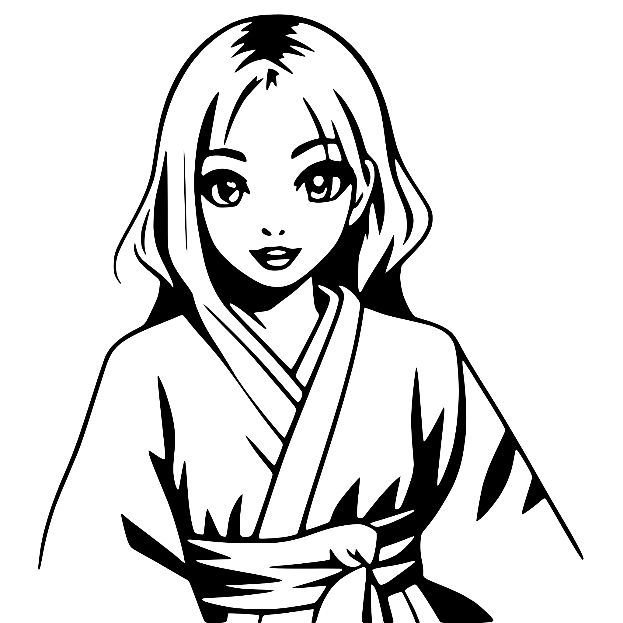 AI-generated SVG of 'girl with flowing kimono'