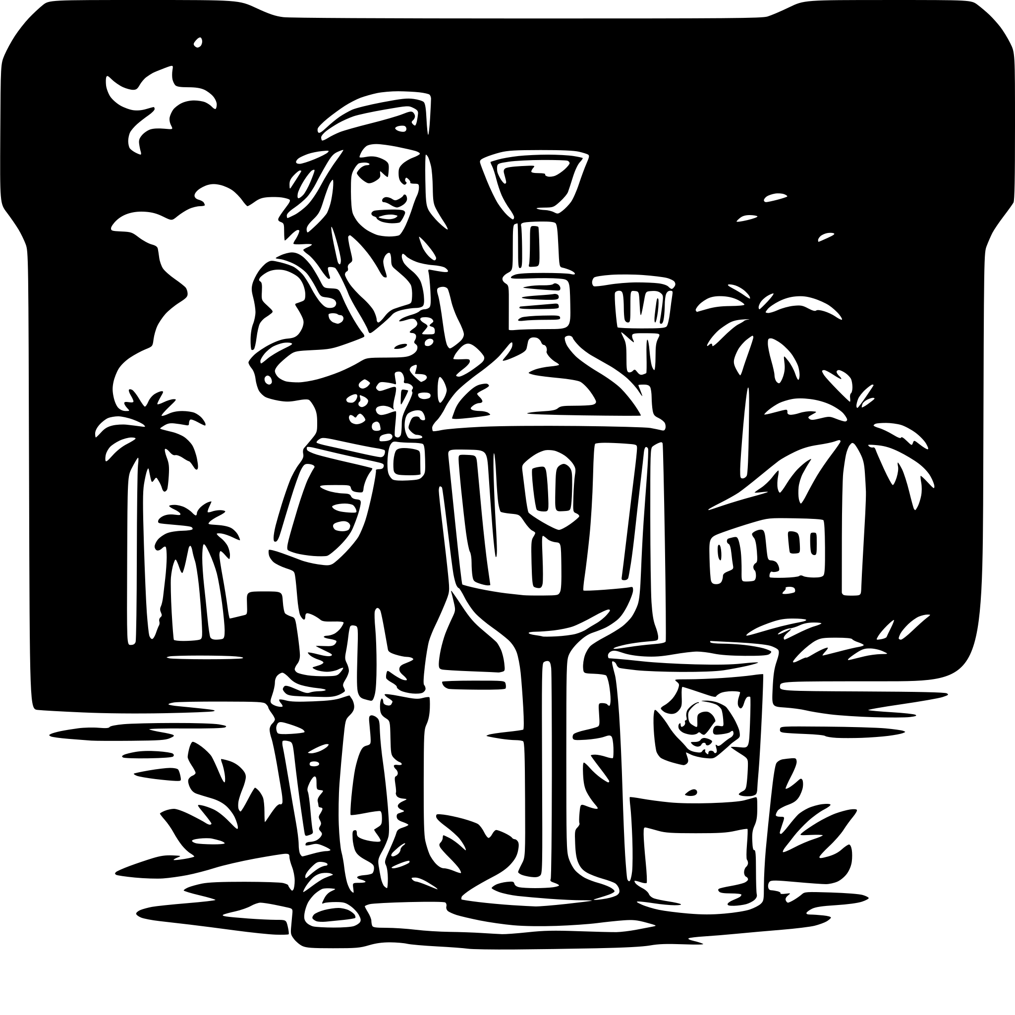 AI-generated SVG of a pirate des caraibes rhum