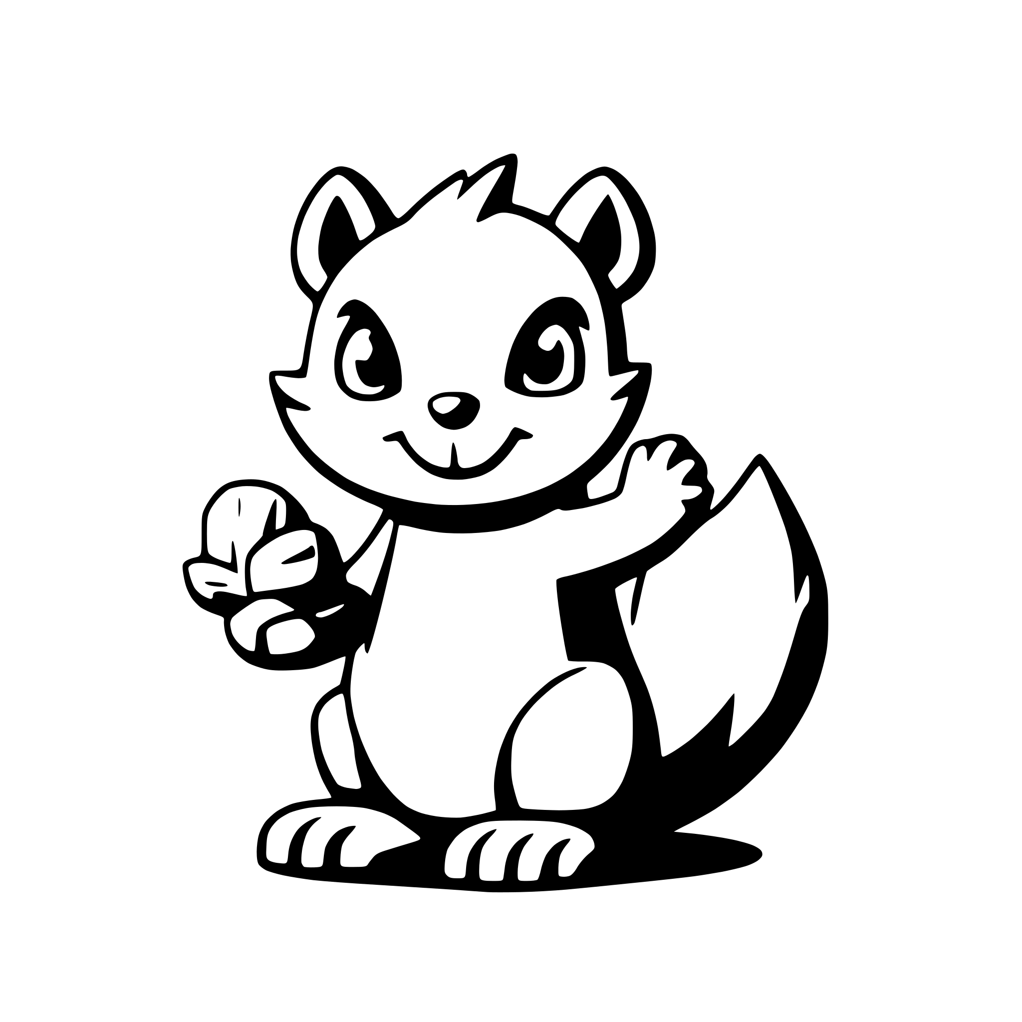 AI-generated SVG of a a playful squirrel holding an acorn