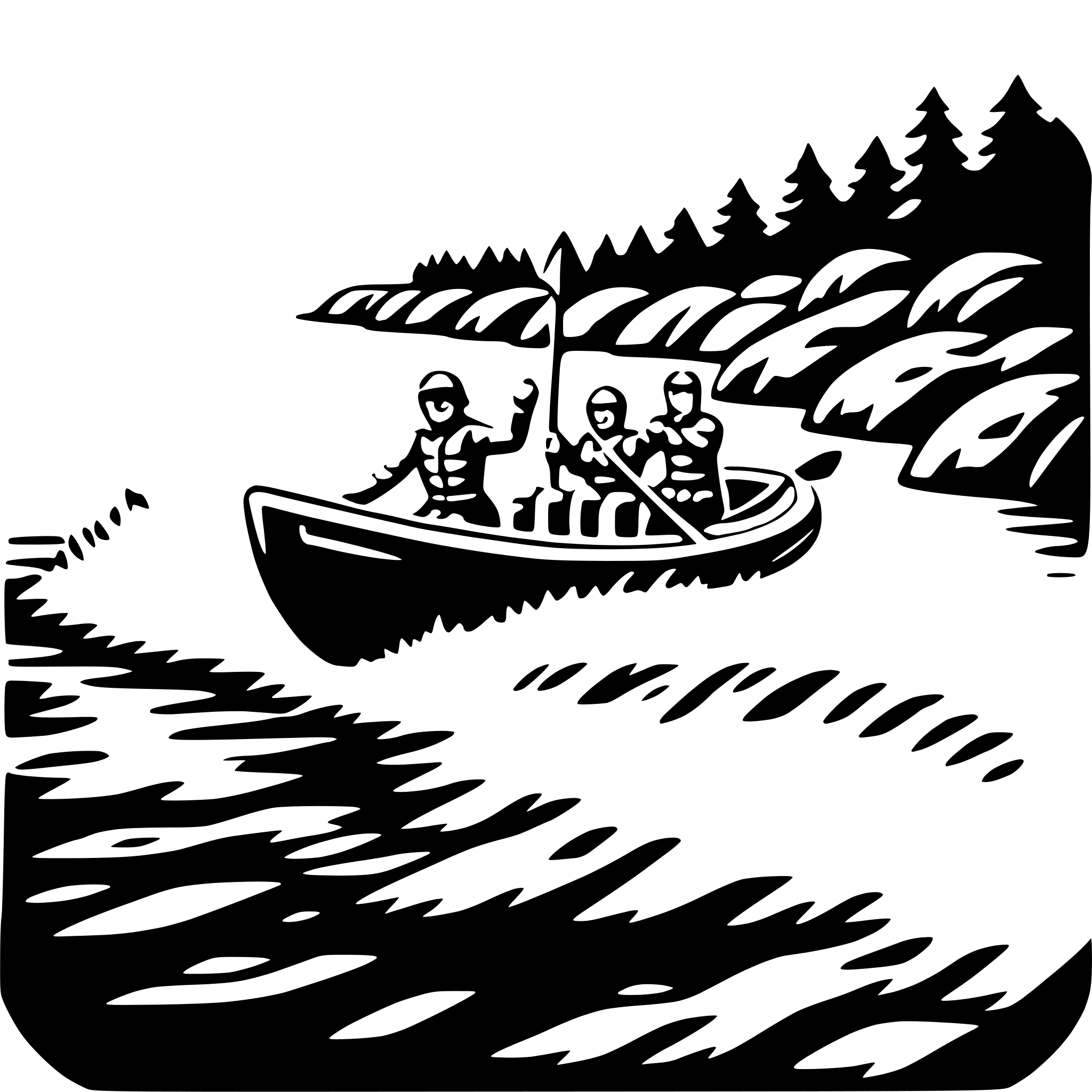 AI-generated SVG of a rafting down rapids