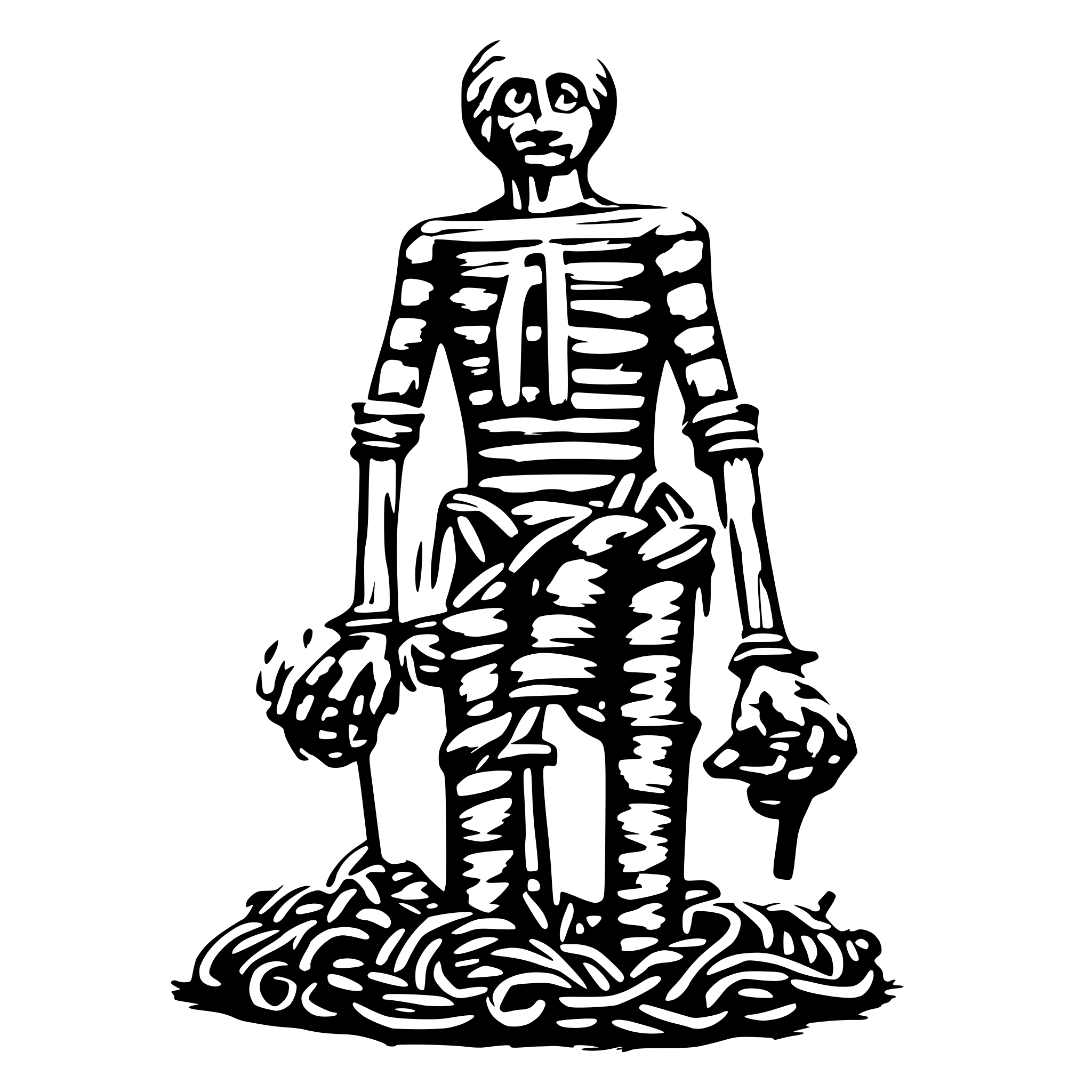 AI-generated SVG of '"Illustrate a character named Spaghetti Man, featuring a body constructed from various types of pasta, including spaghetti for limbs and penne for torso.'
