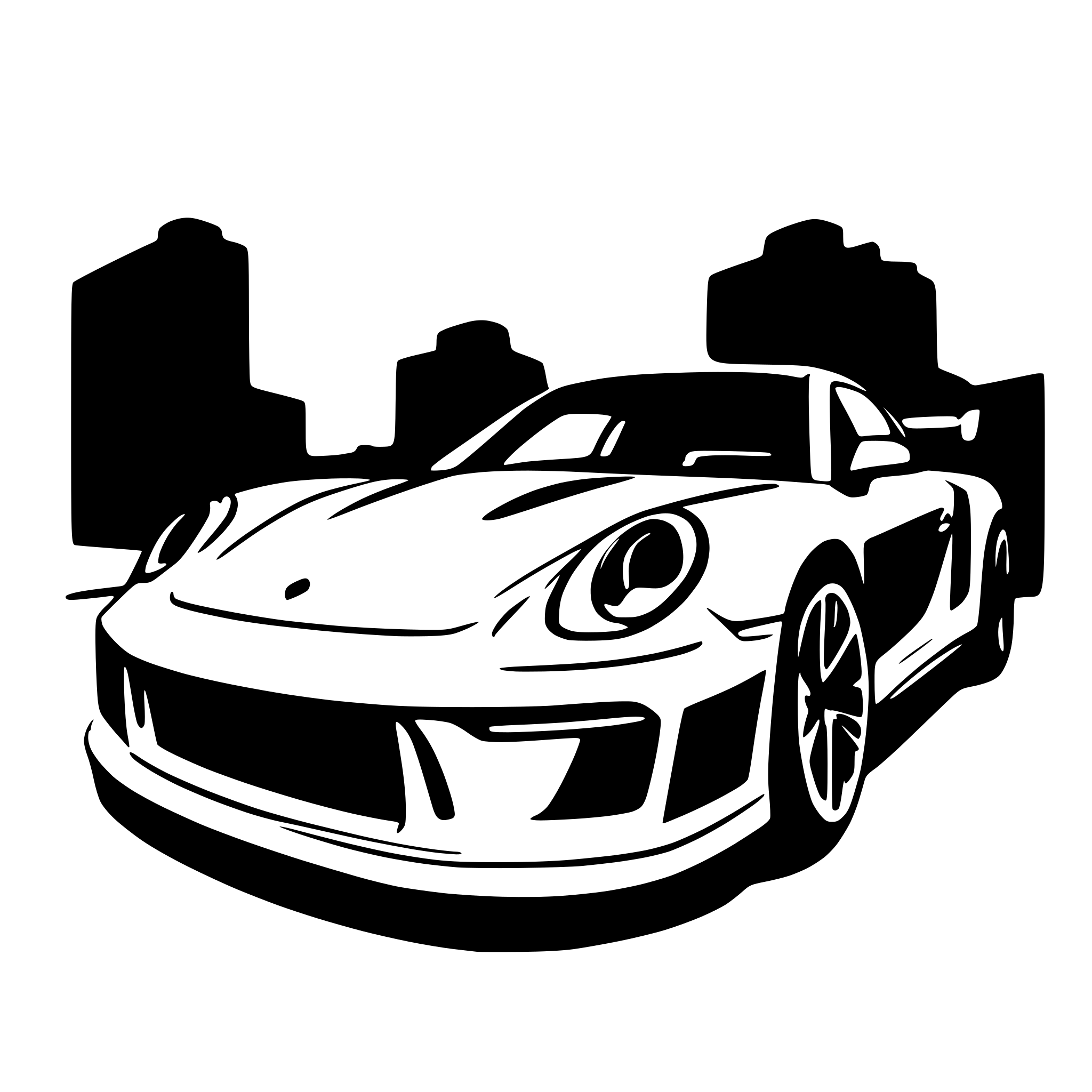 AI-generated SVG of a Porsche GT3RS as a drawing to color in. Without Logos.